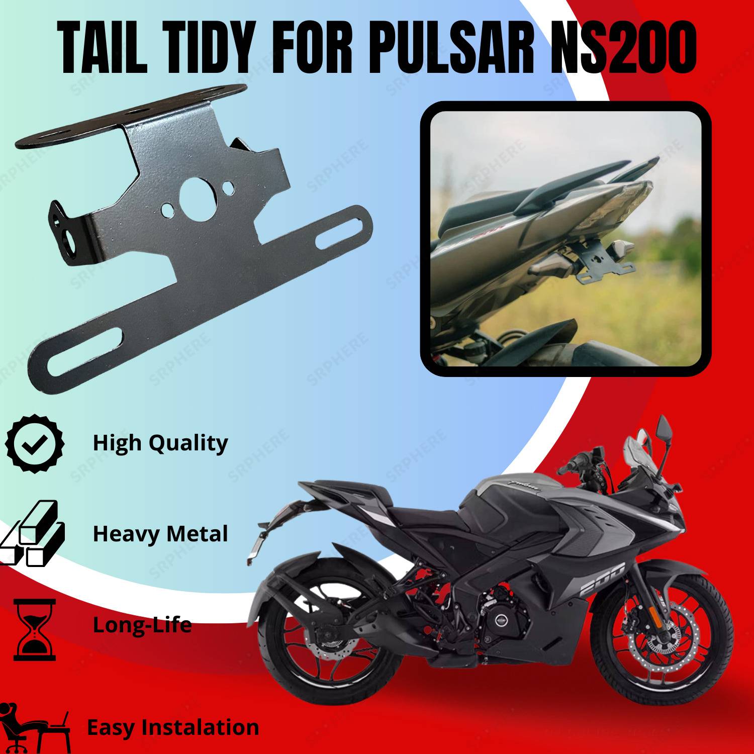 オレンジ】Motorcycle License Plate Holder Rear Tail Tidy