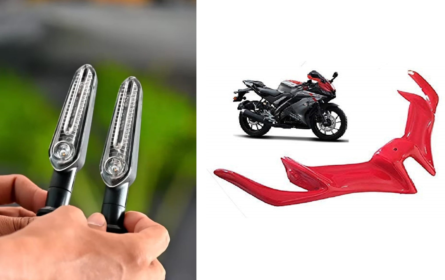 Image of VermsBikers R15V3 Winglet Red+Bike Led Running Indicator for all Bikes 2pc(Yellow) Bike Fairing Kit
