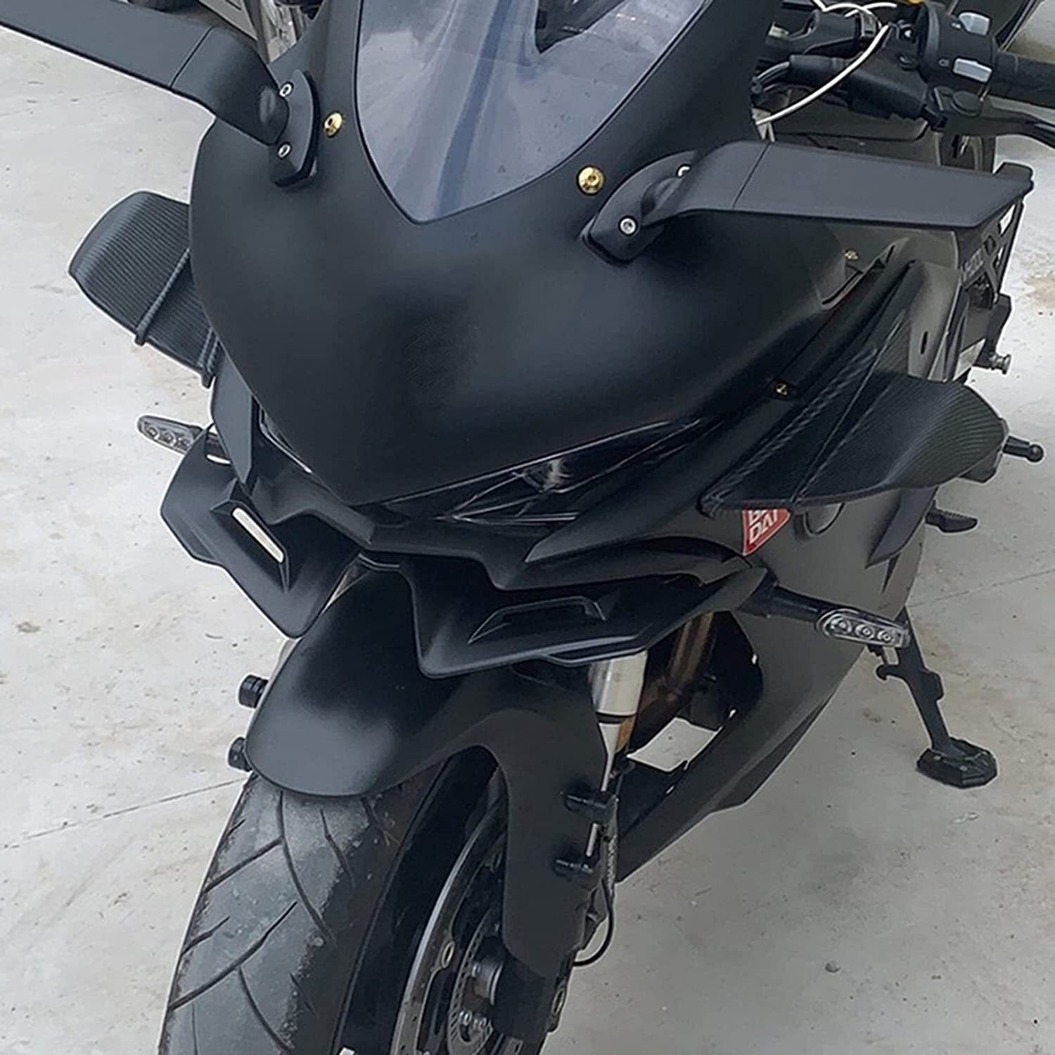 Image of LOVMOTO Rear Mud Guard, Mud Flap For Universal For Bike Universal Bike Side Carbon Fiber Glosy Premium Wings Winglet 2024 (Multicolor)