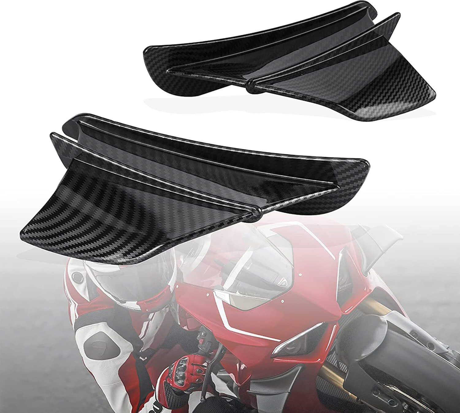 Image of LOVMOTO Rear Mud Guard, Mud Flap For Universal For Bike Universal Bike Side Carbon Fiber Glosy Premium Wings Winglet 2024 (Multicolor)