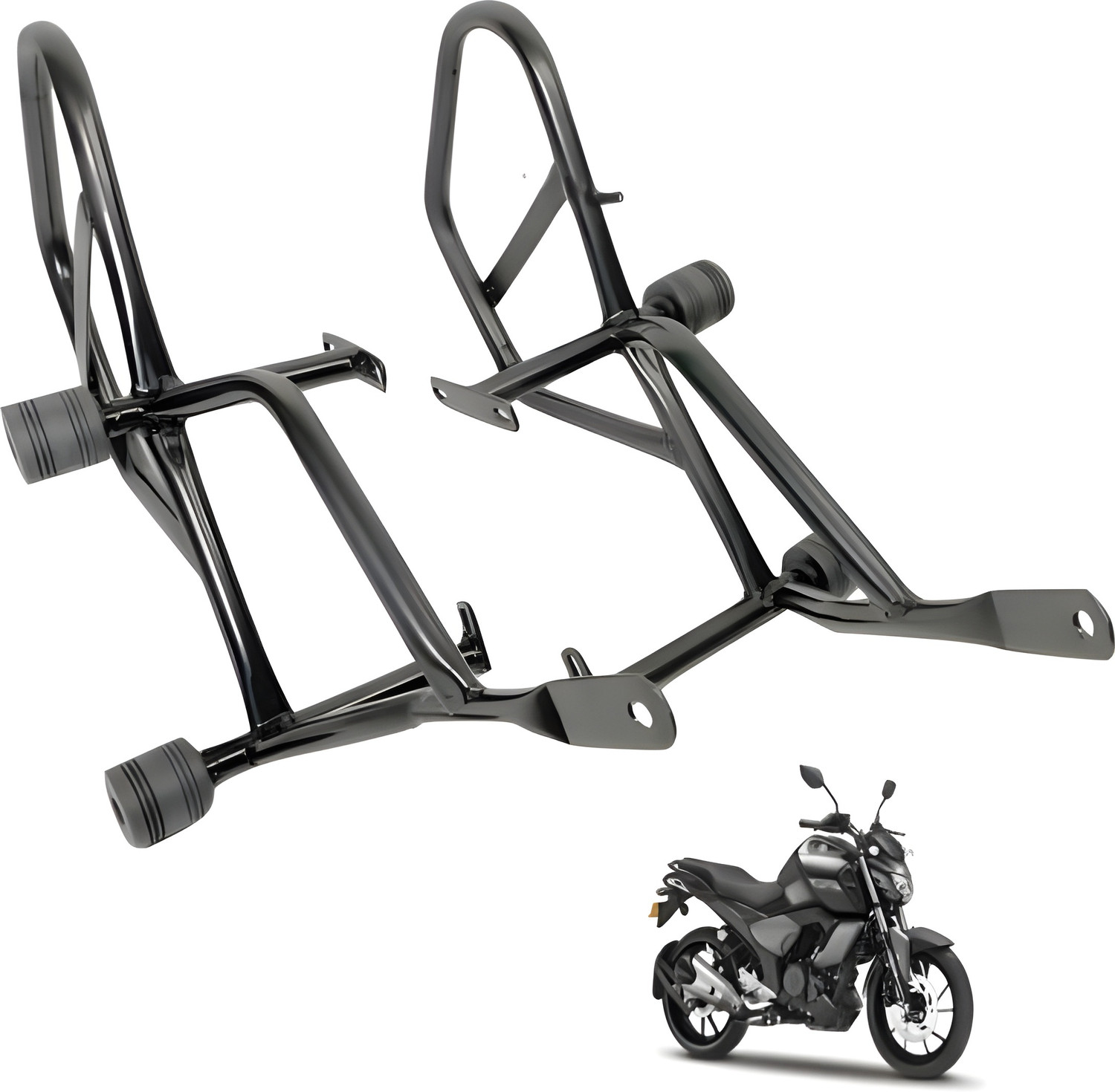 Image of Tufkote FZ S BEST Heavy Q.uality Metal Crash Guard WITH SLIDERS SUITS BS6 AND BS4 FZ.V3 (Yamaha)