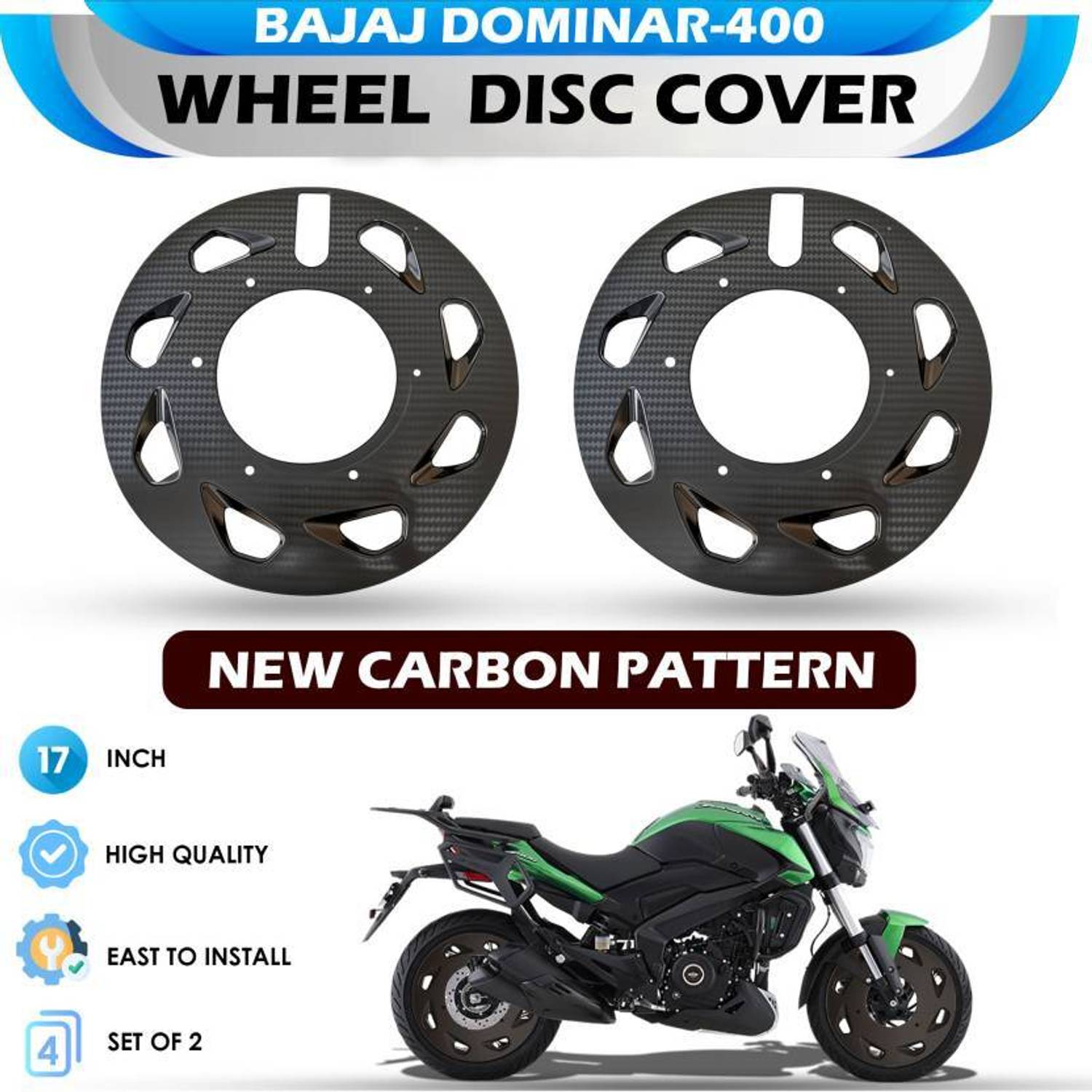 acube mart carbon WHEEL cover for 17inch carbon for 1 wheel for dominar 250/400 faring Bike Fairing Kit