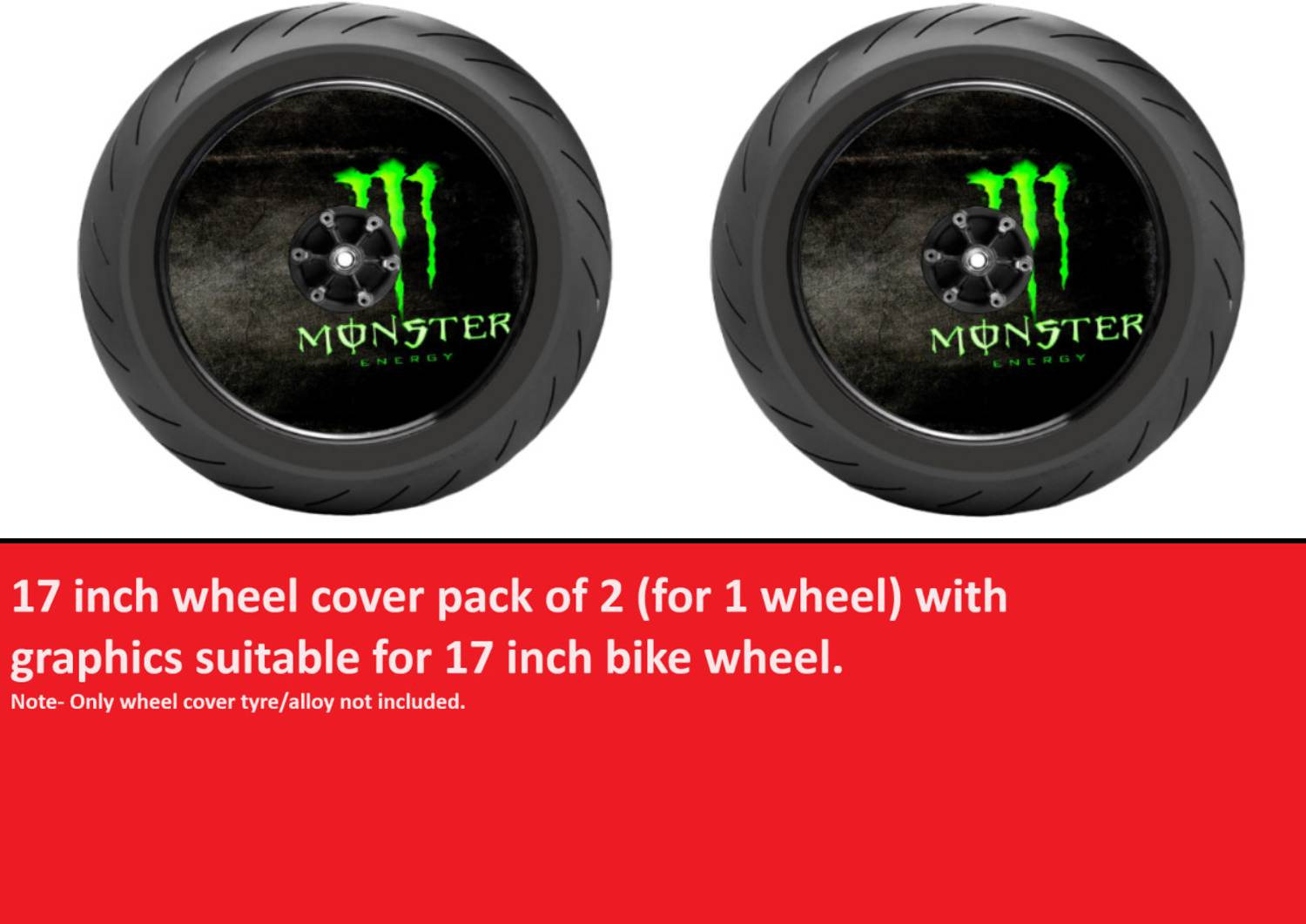 acube mart Acrylic WHEEL DISC cover for 17inch wheel, with monster graphics Bike Fairing Kit