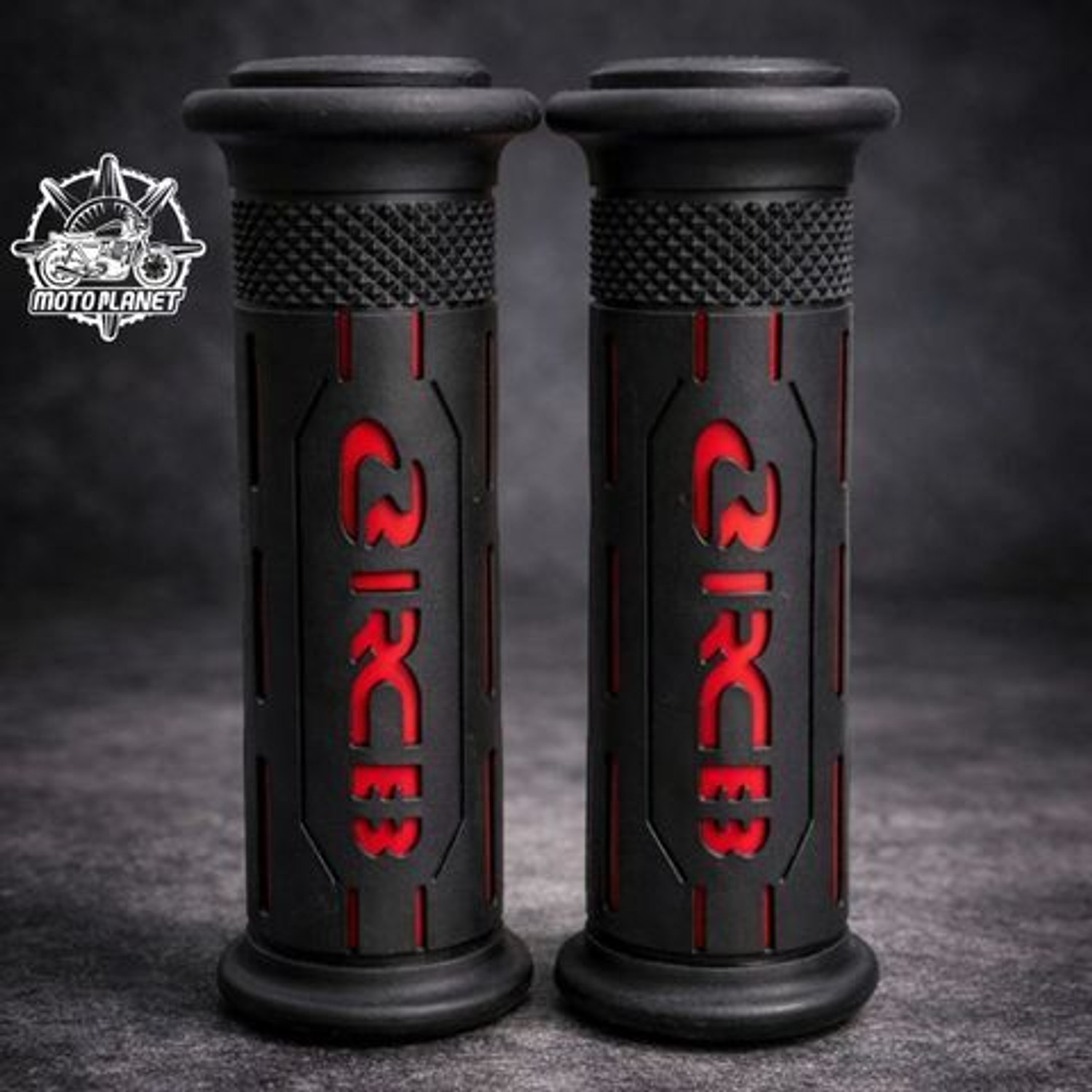 Image of MOTO PLANET MPD-RC.B Handle Grip HG77 01HG018B (2 Tone Black /Red) Anti-Slip Handle Bar Grip For Universal For Bike Universal For Bike
