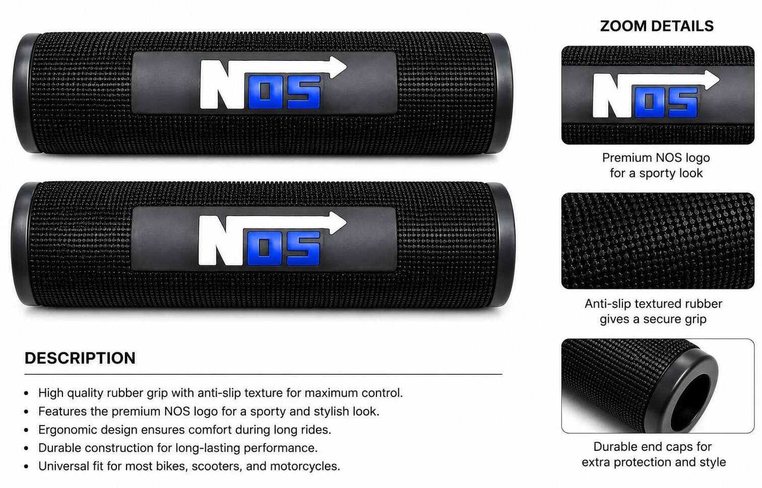 Moto Monster Handle Grips Black Set of 2 Pack of 2 - Image 2