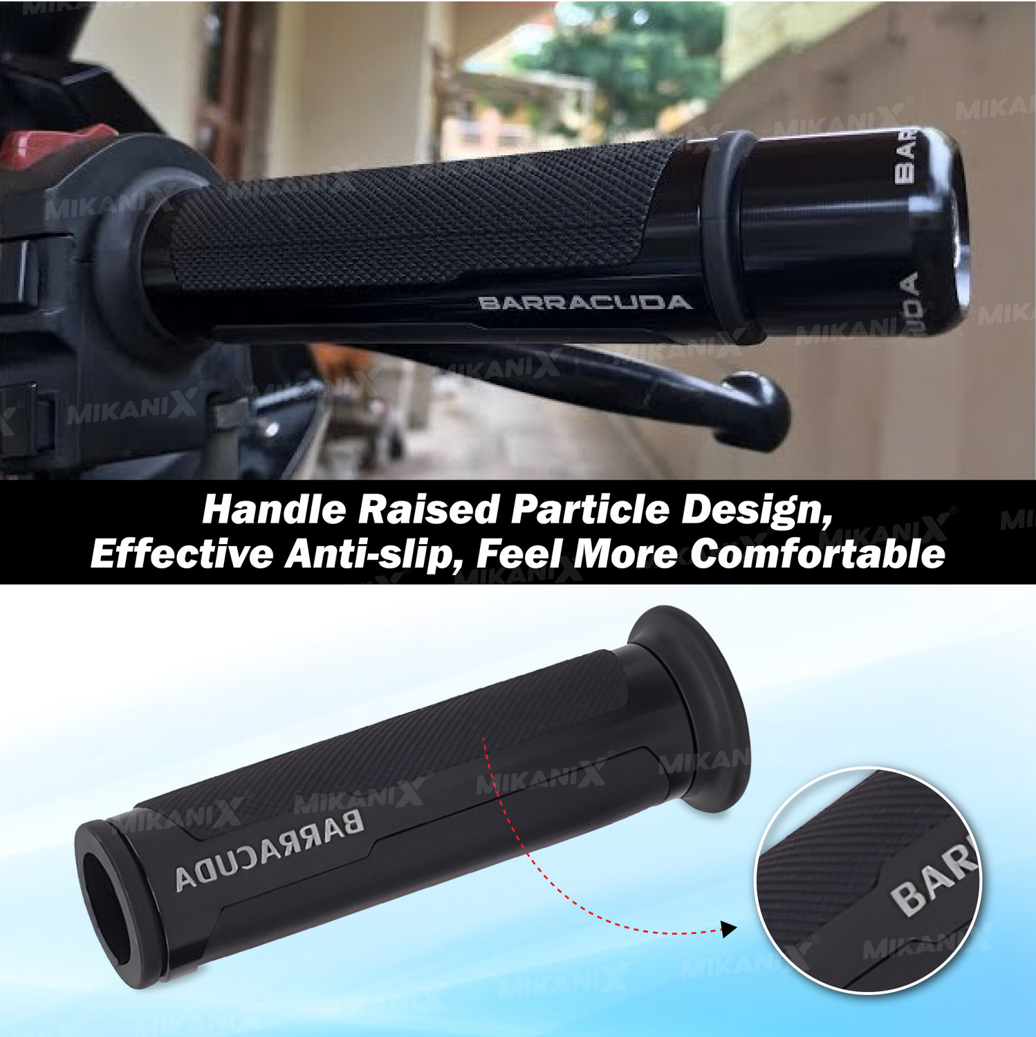Image of OBEROI'S TRADERS Barracuda Handle Grip with Metal Handlebar Ends with Aluminum Insert for Bikes Handle Bar Grip For Universal For Bike Universal For Bike