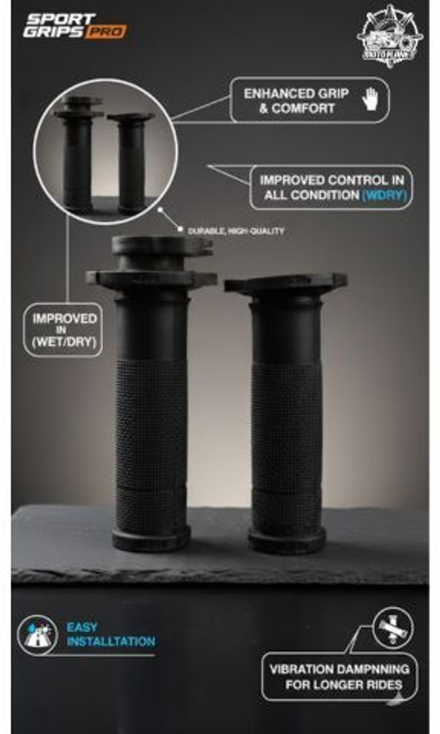 Image of MOTO PLANET MPD-Premium Black Anti-Slip Handlebar Grips for K-200 (Set of 2)-High-Comfort Handle Bar Grip For KTM 200 Duke