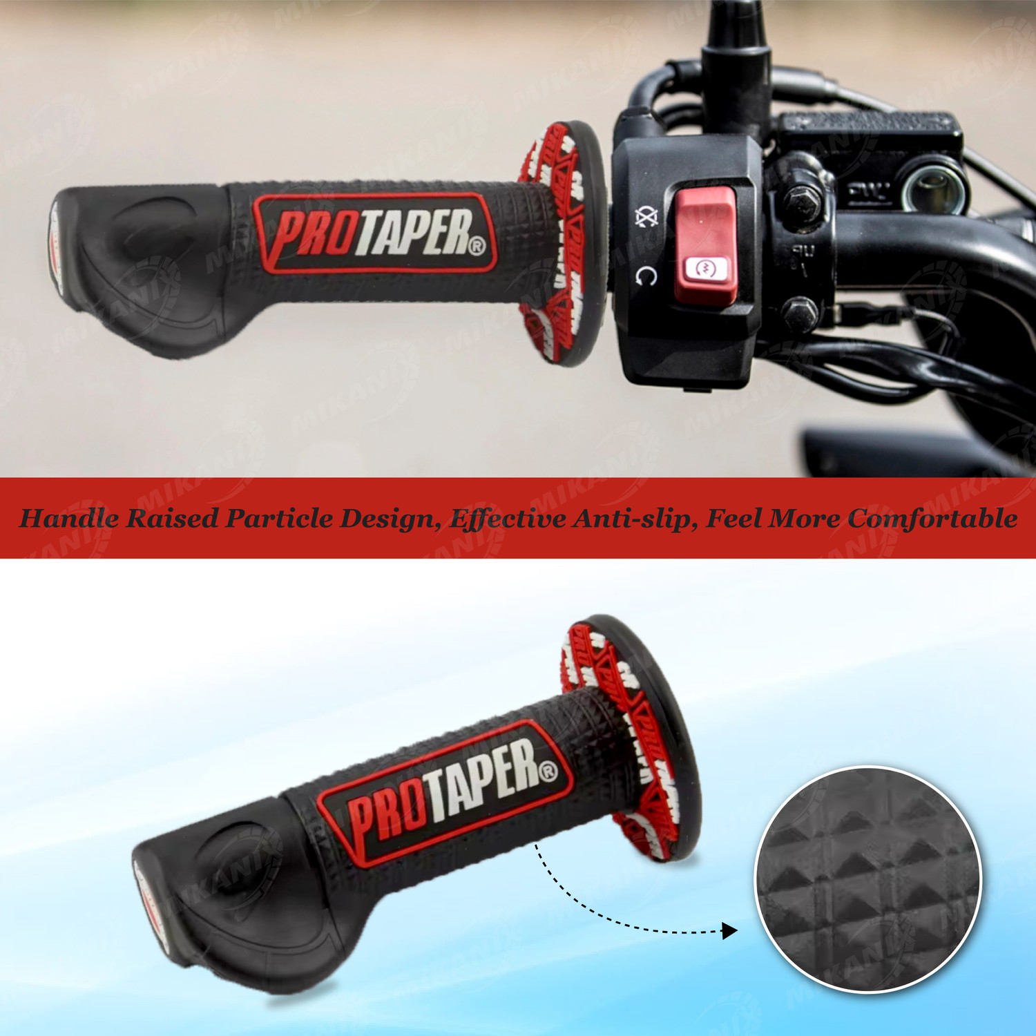 Image of OBEROI'S TRADERS Universal Bike Handle Grip Cover With Palm Rest | Non Slip Dotted Grip Pattern Handle Bar Grip For Universal For Bike Universal For Bike