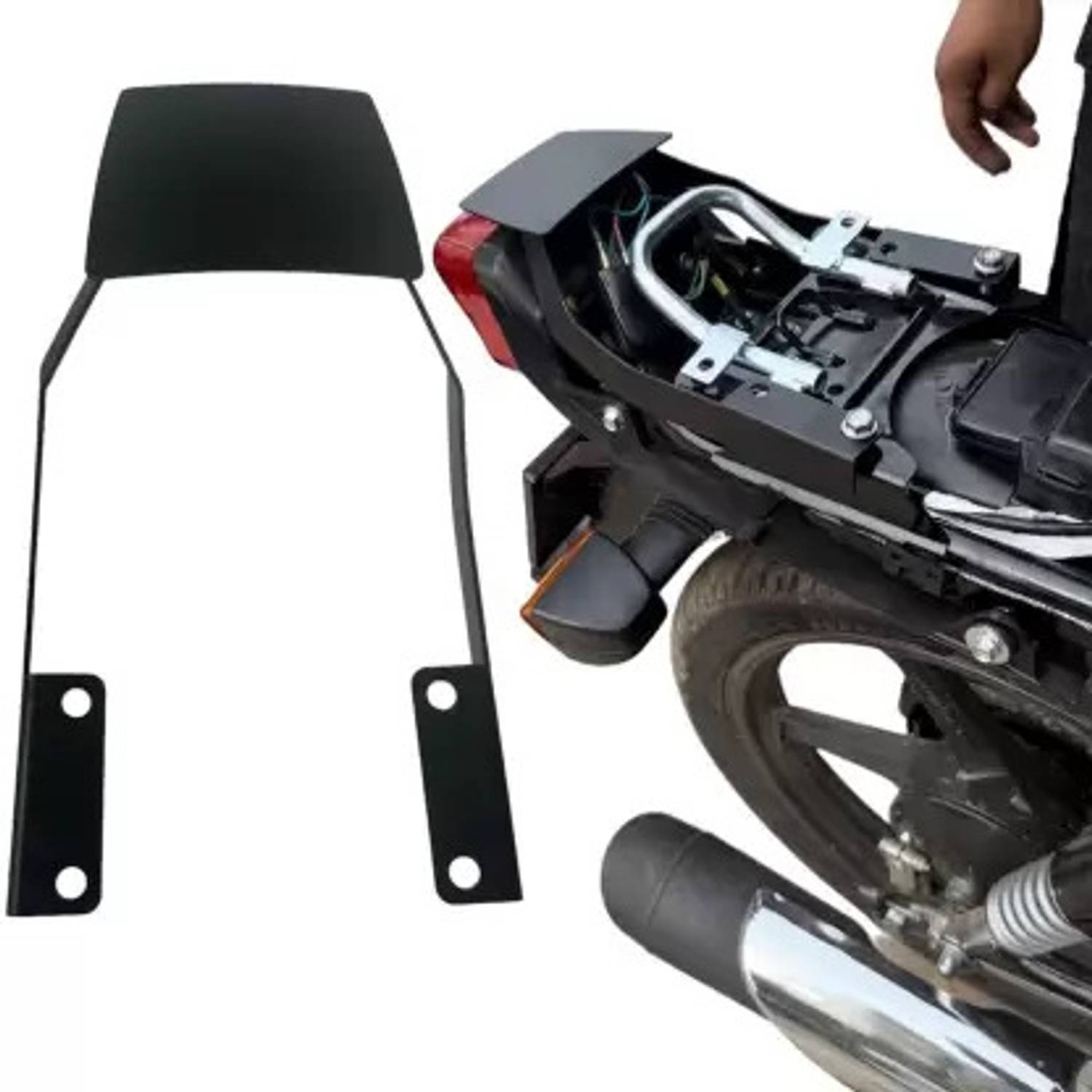 Adino Met Black Rear Seat Tail Protector For Splendor, Bike Headlight Grill
