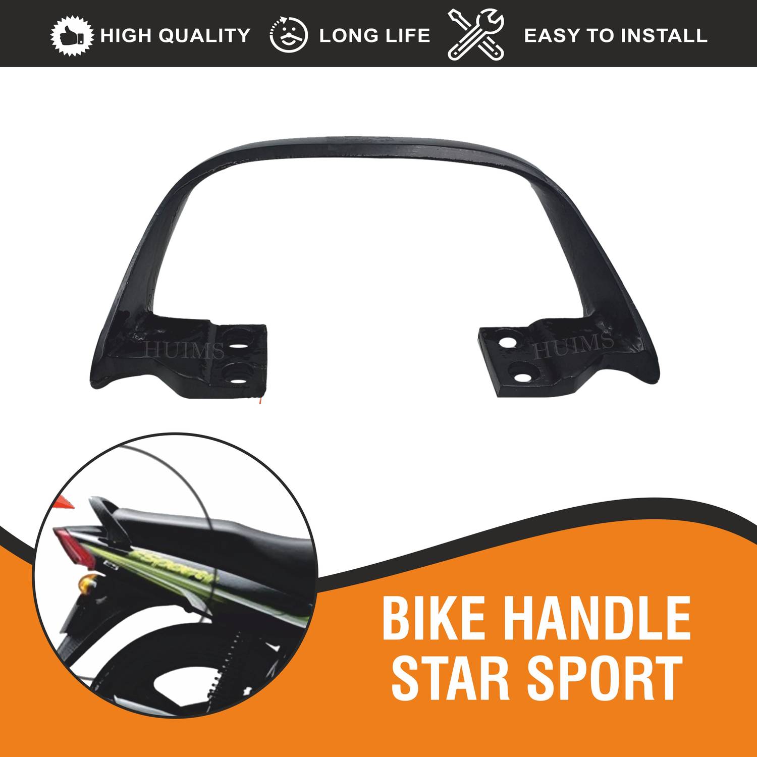 Allowing Heavy Quality Seat Handle Backrest Suitable for TVS Star Sport Bike Headlight Grill
