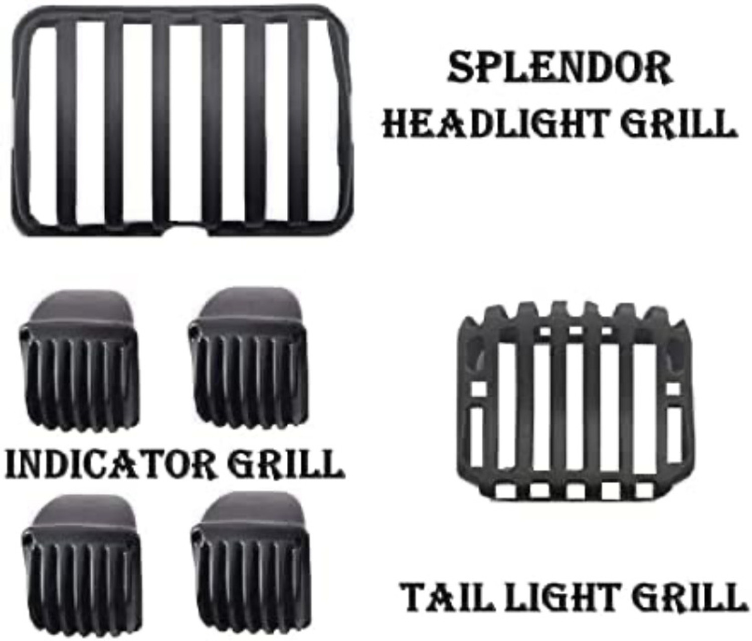 Image of AMCollection Splendor Headlight Grill Indicator Grill Back light Grill Covers (Black) Bike Headlight Grill