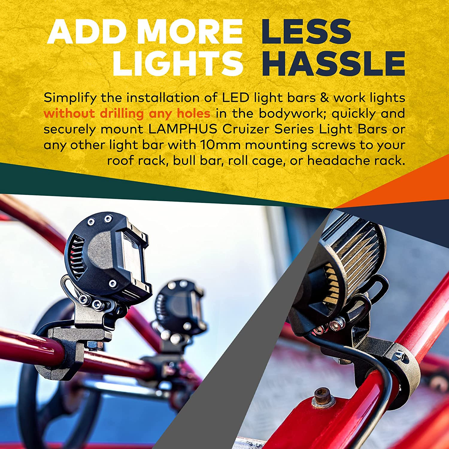 Image of SRPHERE 2PCS LED Light Bar Horizontal Bar Clamp Mounting Kit Fit Bike Headlight Mount