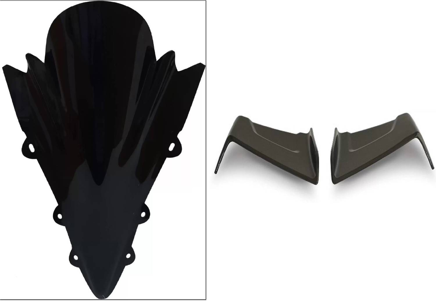 acube mart double bubble Viso for Yamaha R15 V1 and V2 (Black)+ bike wings Winglet black Bike Headlight Visor