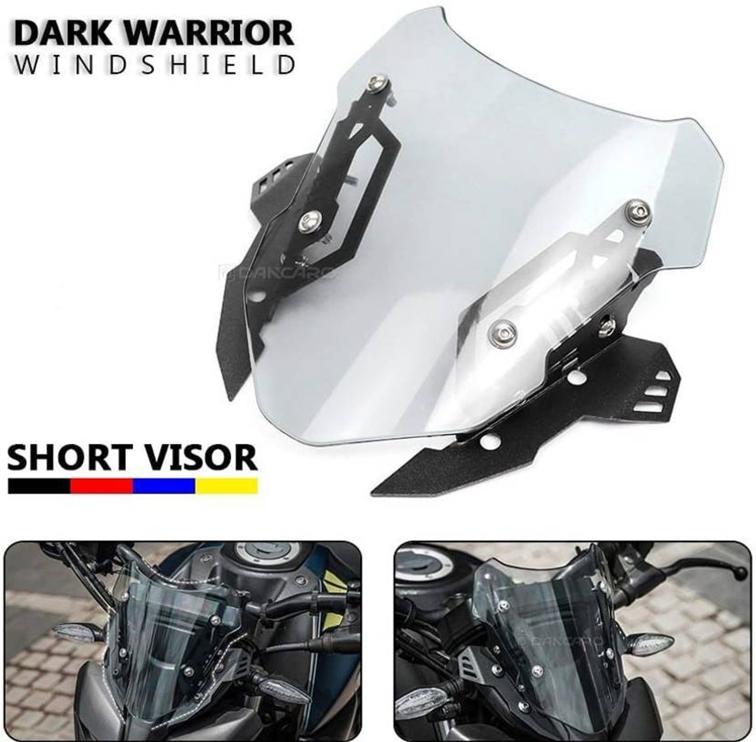 Image of way2gmart MT15 Clear Clamp Windscreen Visor for MT15 Bikes Pack of 1 Bike Headlight Visor