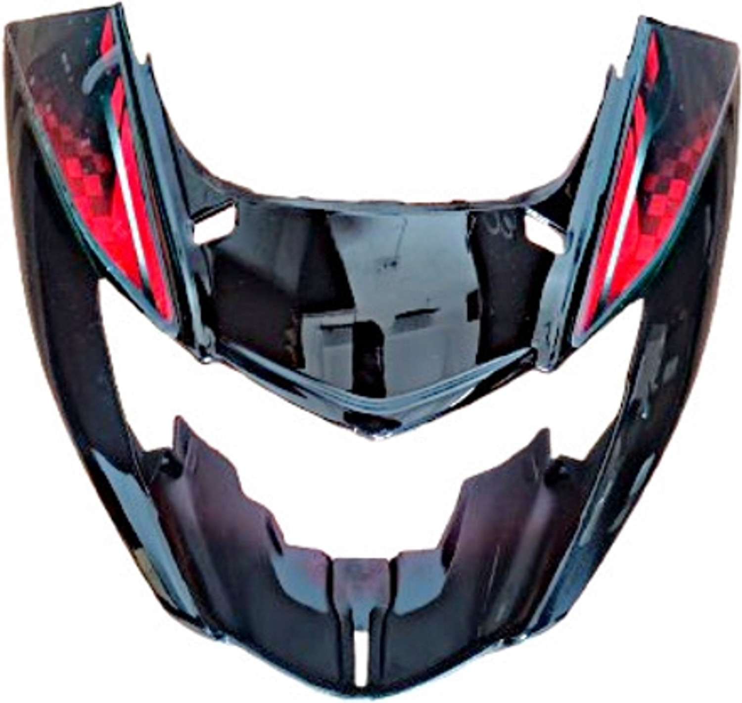 Image of Mudsor FRONT VISOR FOR GLAMOUR T7 BLACK RED (WITH GLASS) Bike Headlight Visor