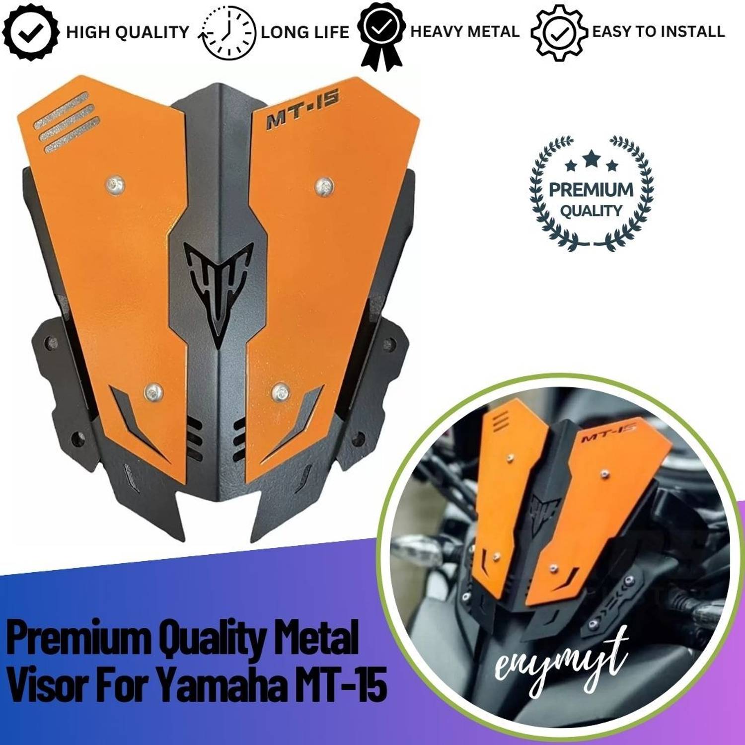 ENEMYT VIO6 Premium Quality Metal Visor For Yamaha MT-15 Bike