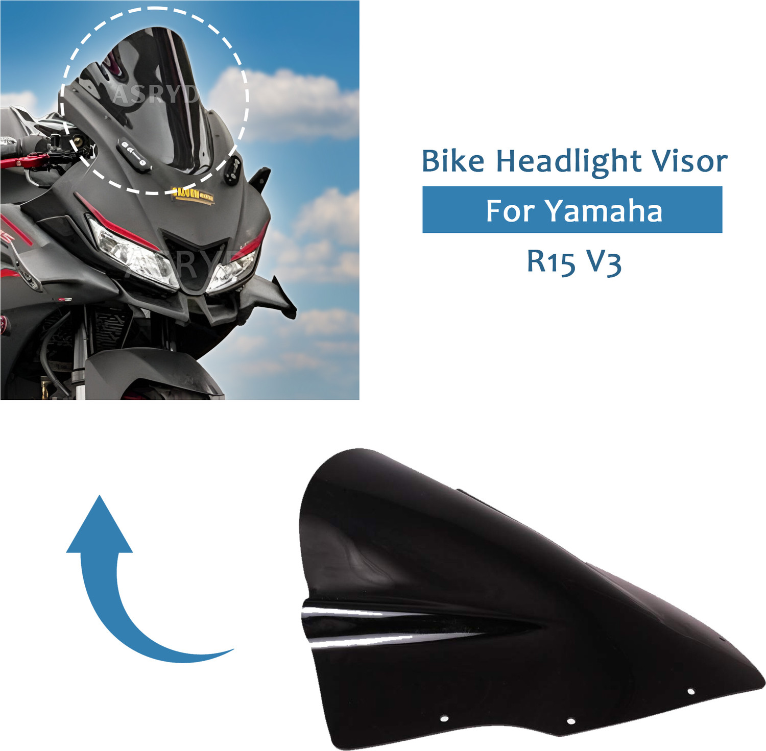 Image of DARKSUN VISOR R15 V3.-030 Bike Headlight Visor Bike Headlight Visor