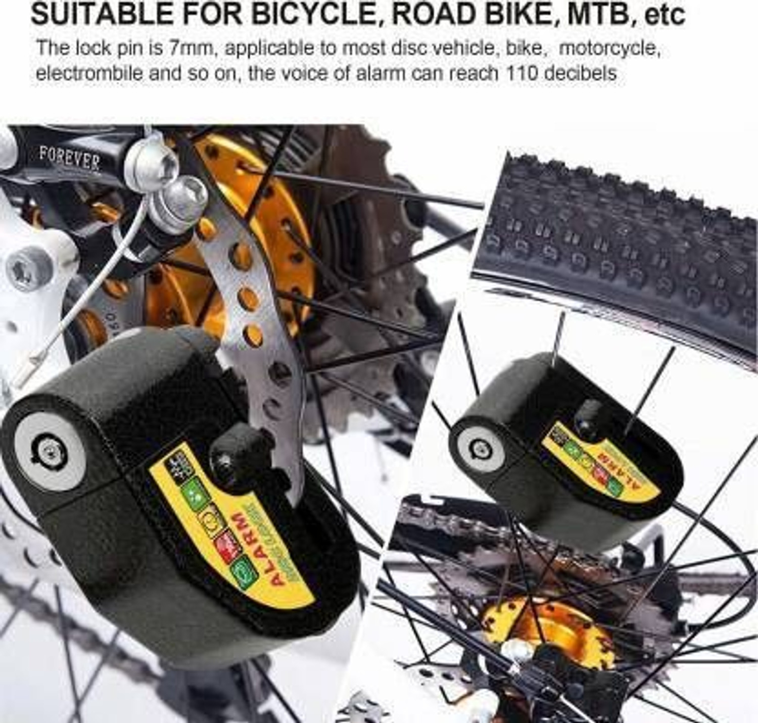 Image of Getsocio DISC LOCK ALARM ADL-01 Motorcycle Alarm Lock Waterproof 110dB Heavy Duty Black Color Painted Motorbike Anti-Theft Alarm Wheel Disc Brake Security Disc Lock Disc Lock (Black)