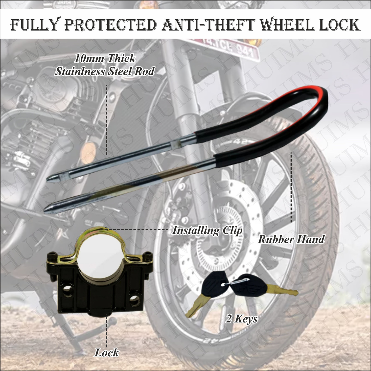 Image of Allowing Bike Front Shocker Lock Wheel Lock AWG- Premium Quality Front Wheel,Shocker Lock With 2 Hi-Tech Keys Wheel Lock