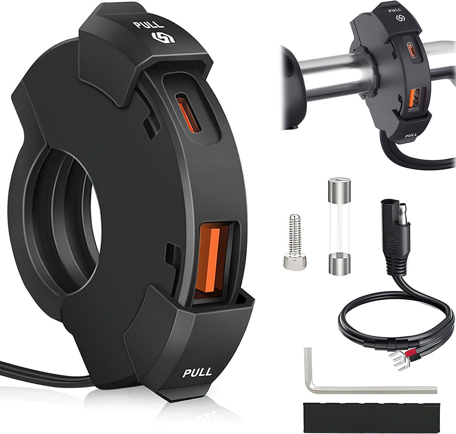 Image of Pivdo 12V-24V Dual Type C 30W & 18W USB 3 Bike Mobile Charger Fast Charging waterproof 3 A Bike Mobile Charger