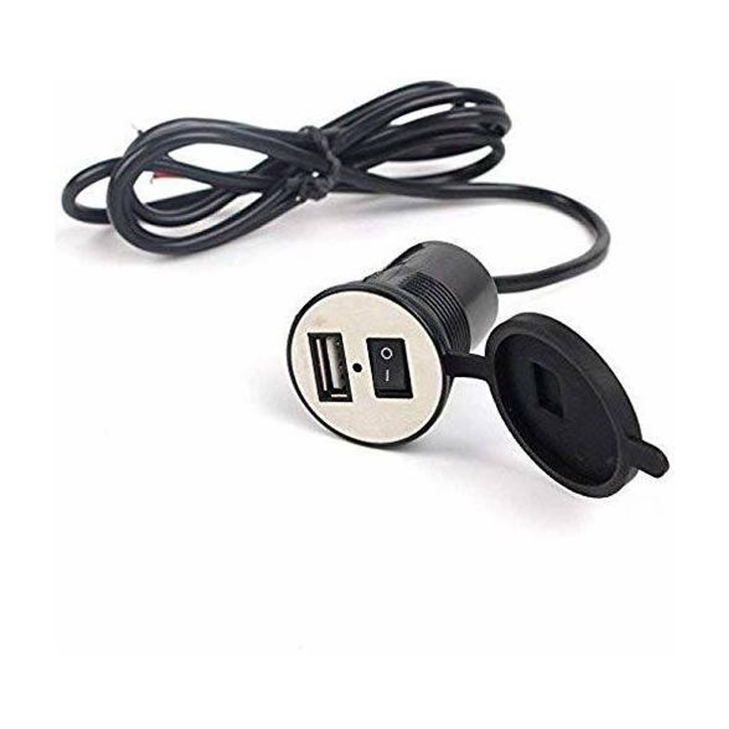 carempire USB Waterproof Mobile Charger with Voltmeter & Wire in-line 10A Fuse for 12-24V for Bike & Scooty Hero,Honda Activa, TVS Jupiter,Aprilia,Suzuki,Yamaha,Royal Enfield 5 A Bike Mobile Charger