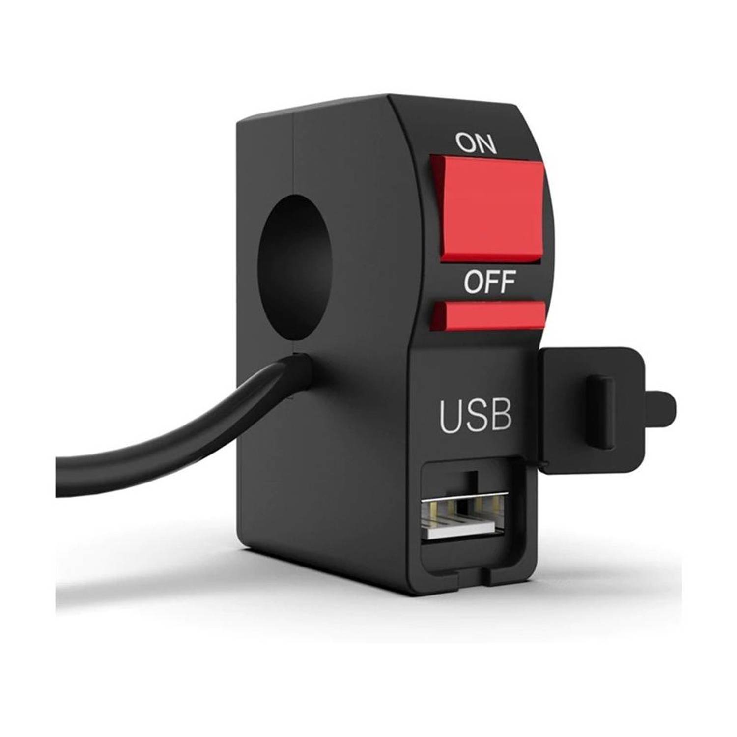 AutoSun Motorcycle Switches Motorbike Headlight ON/OFF Button Connector Start Handlebar Controller Switch with 2.1A USB Charge 2 A Bike Mobile Charger