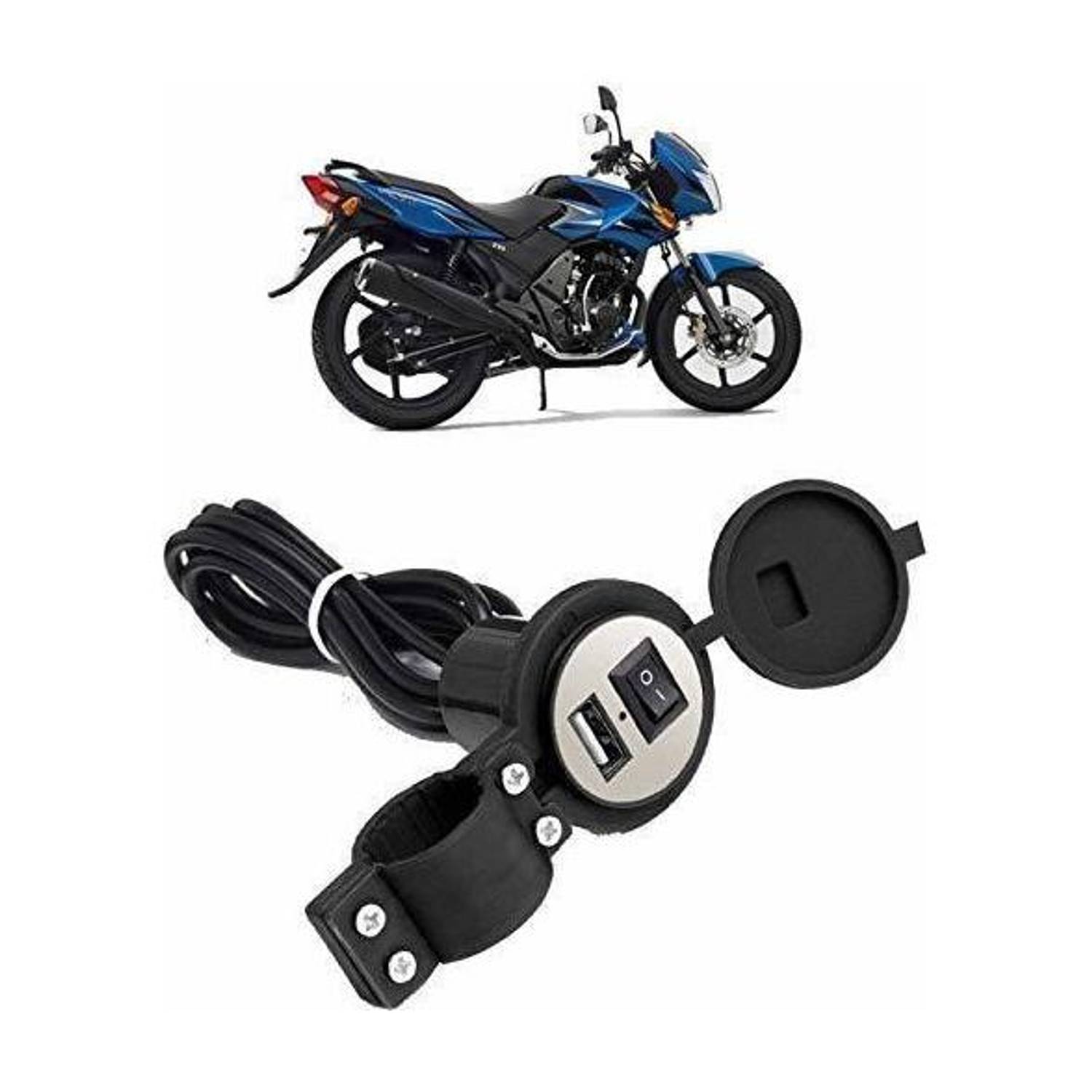 carempire Mobile Phone Motorcycle and Bike USB Waterproof Charger in Round sev for Mobile Holder Charger (Black) 5 A Bike Mobile Charger