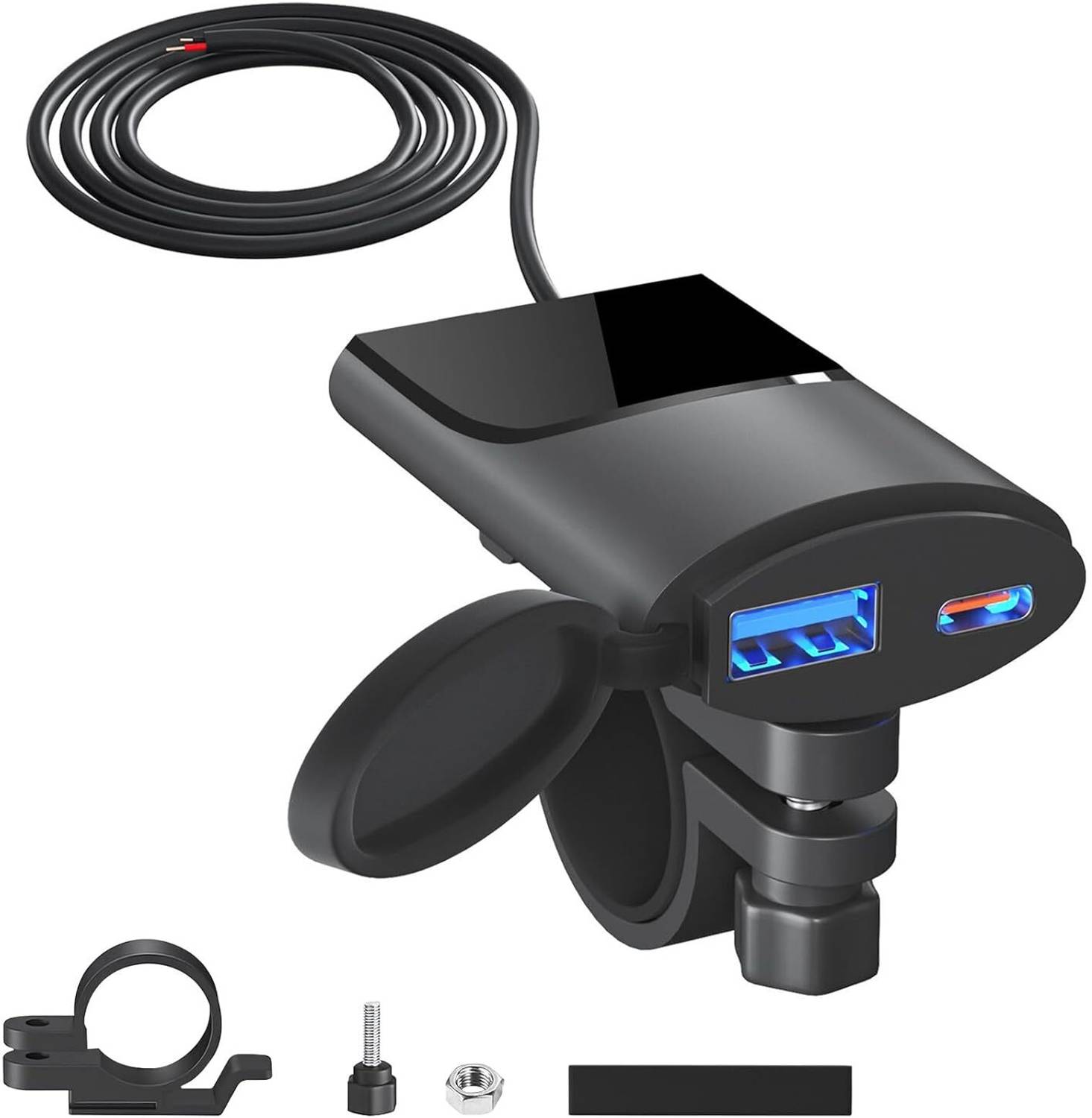 ASRYD Motorcycle USB Fast Charging Mobile Phone Charger Rearview Extension Bracket 1.5 A Bike Mobile Charger