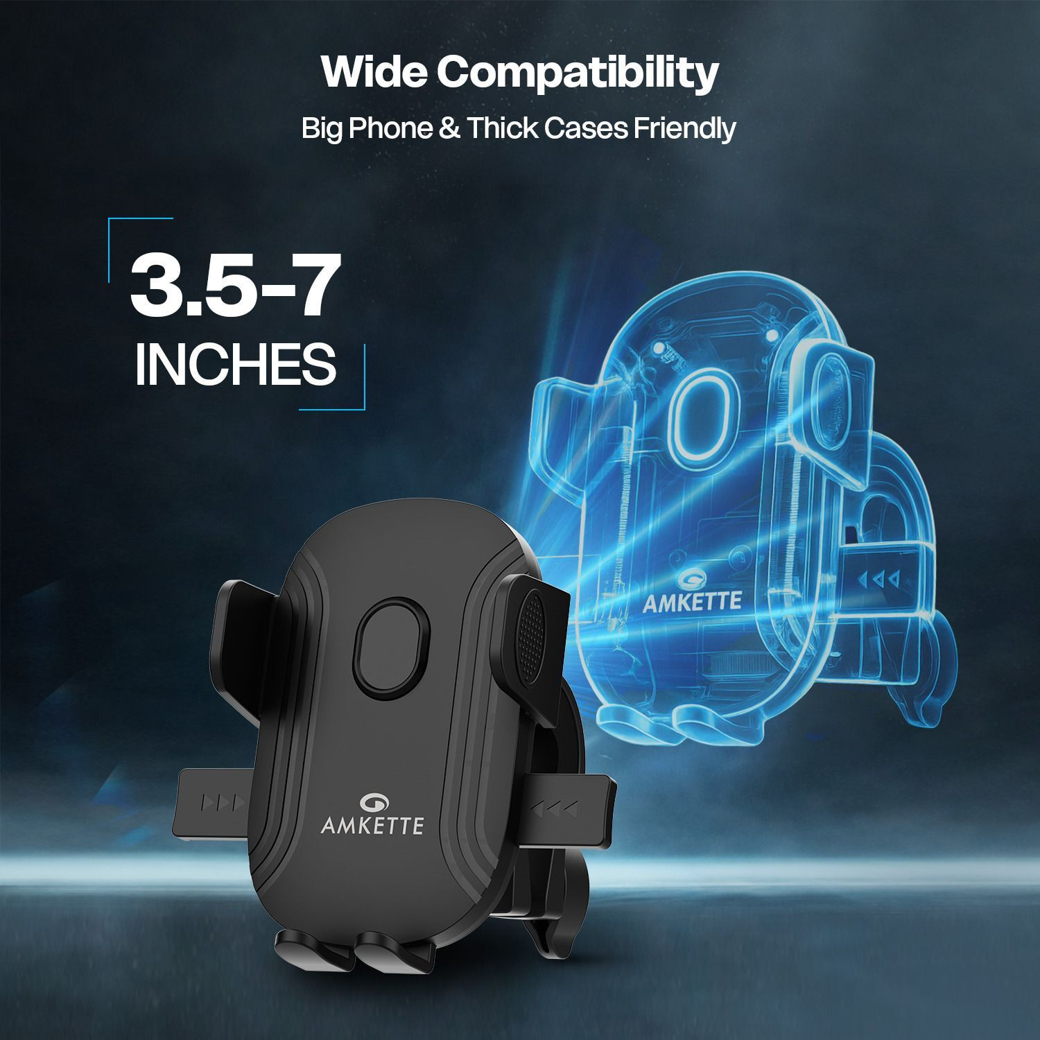 Image of AMKETTE iGrip Secure S Phone Mount with 360 Rotational 3-Layer Grip, Fits 3.5 inch-7 inch Bike Mobile Holder