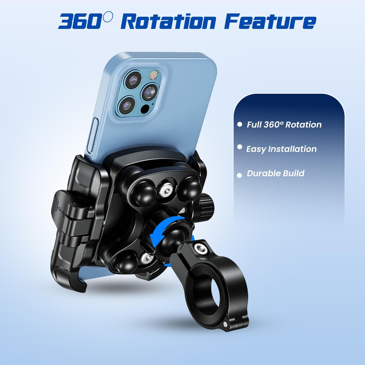 Image of Moto Genius Anti-Vibration 360 Rotating Bike Bicycle Scooter Phone Holder | Aluminium Bike Mobile Holder