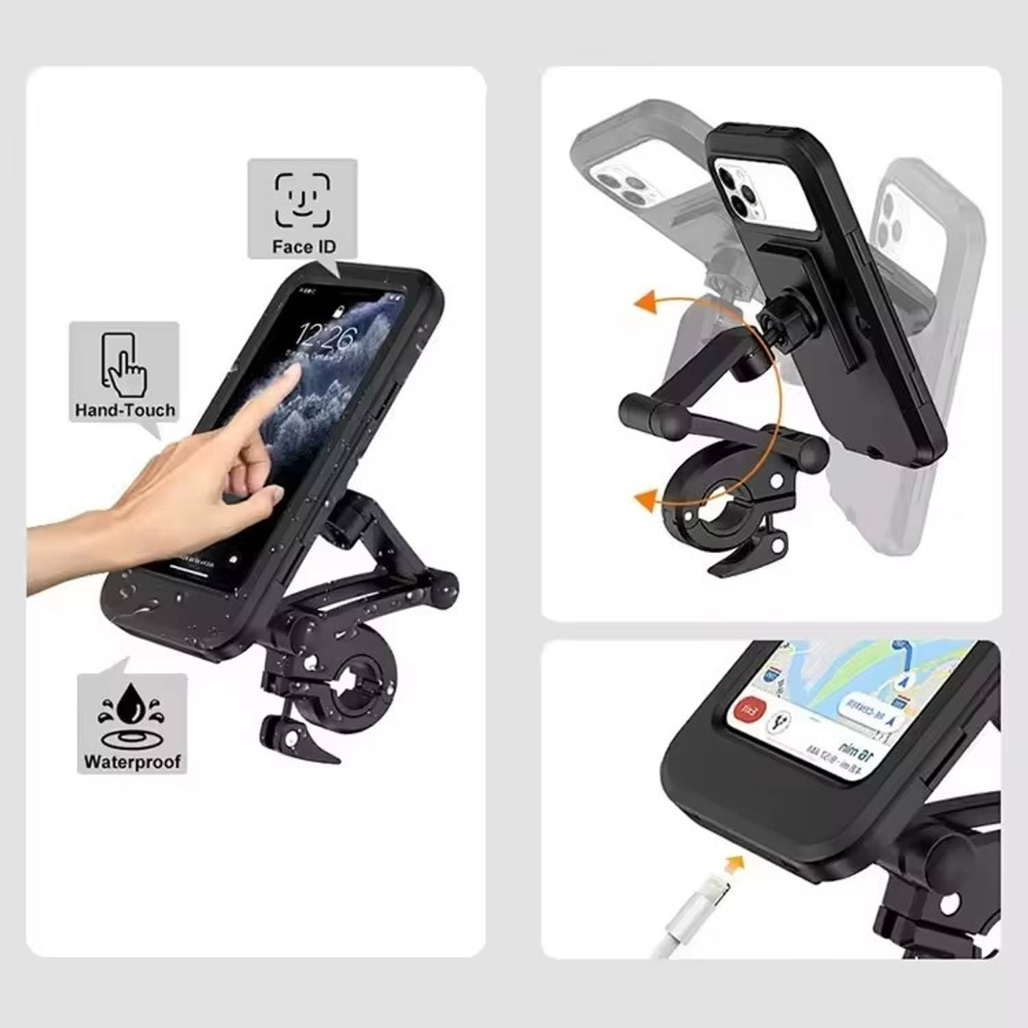 BITWEAVE Universal Bike Mobile Holder Waterproof Stand Adjustable Handlebar Mount 22-28mm Bike Mobile Holder