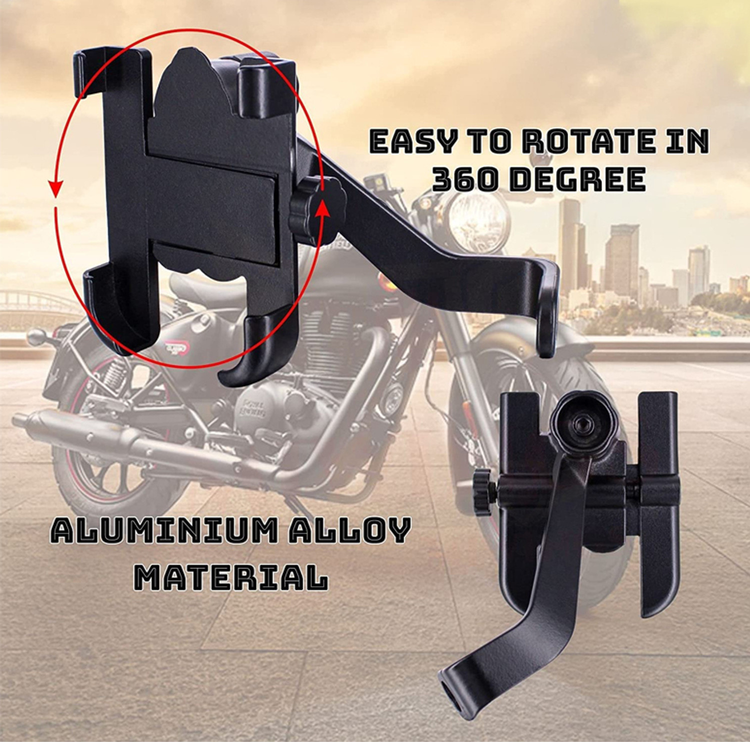 Image of Mobofix Universal Bike Mount Phone Holder Aluminum Body 360 Rotating Handlebar Bike Mobile Holder