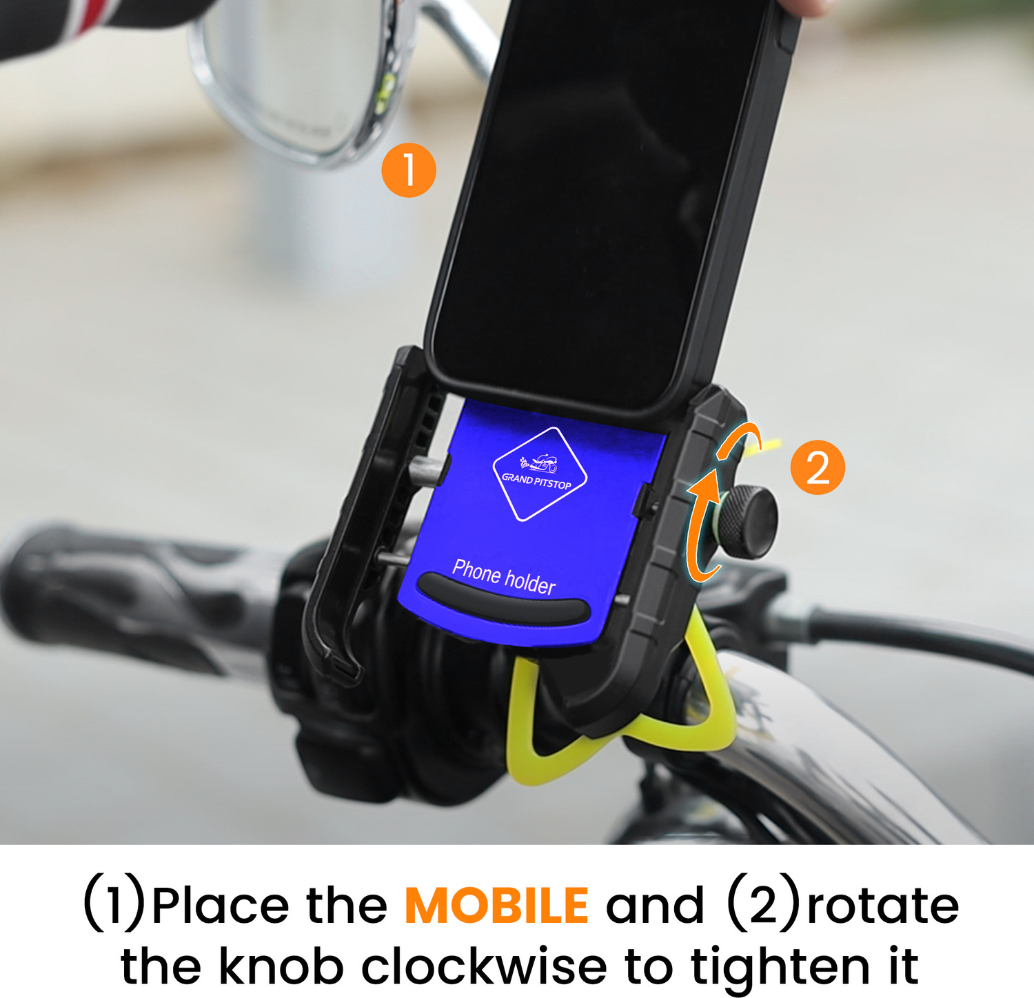 Image of GrandPitstop Jaw Grip 360 Rotation|Phone Mount for Motorcycle,Bicycle,Scooter|GPS Navigation Bike Mobile Holder