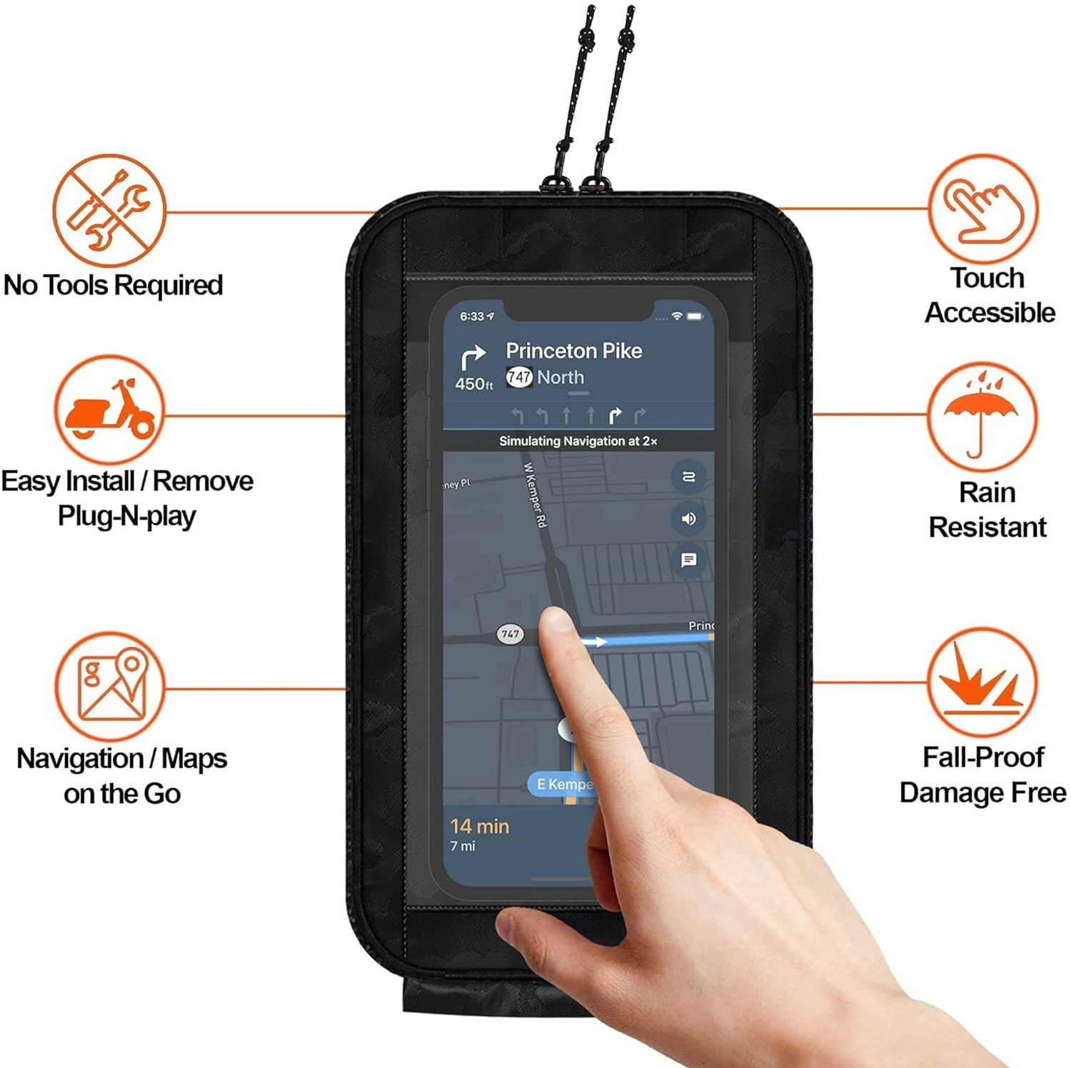 Image of DARKWAVE Mobile Holder for Scooty Mobile Pouch for Scooter Bike Mobile Holder-92 Bike Mobile Holder