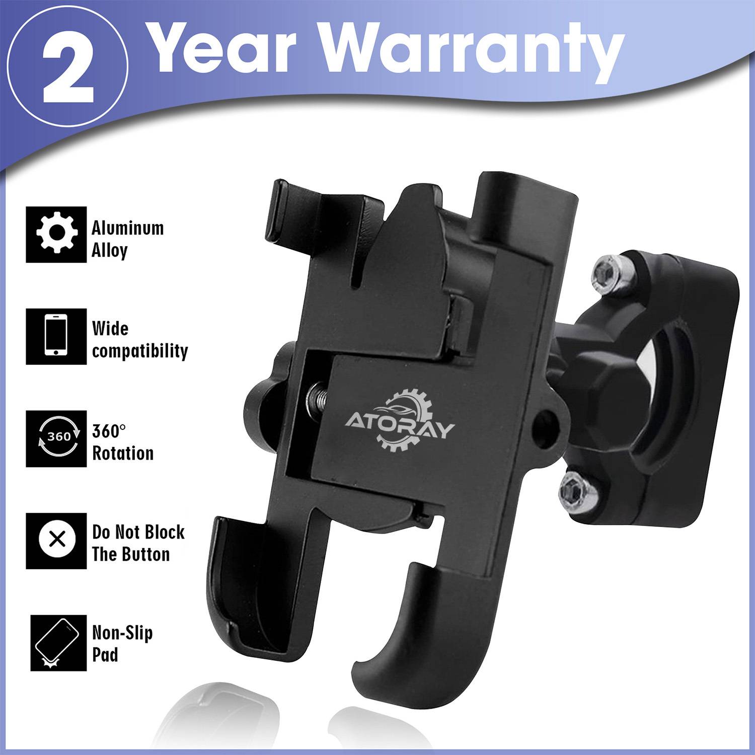 Atoray Universal Bike Mount Holder Verson 2.0 Metal Body 360 Degree Bike Mobile Holder