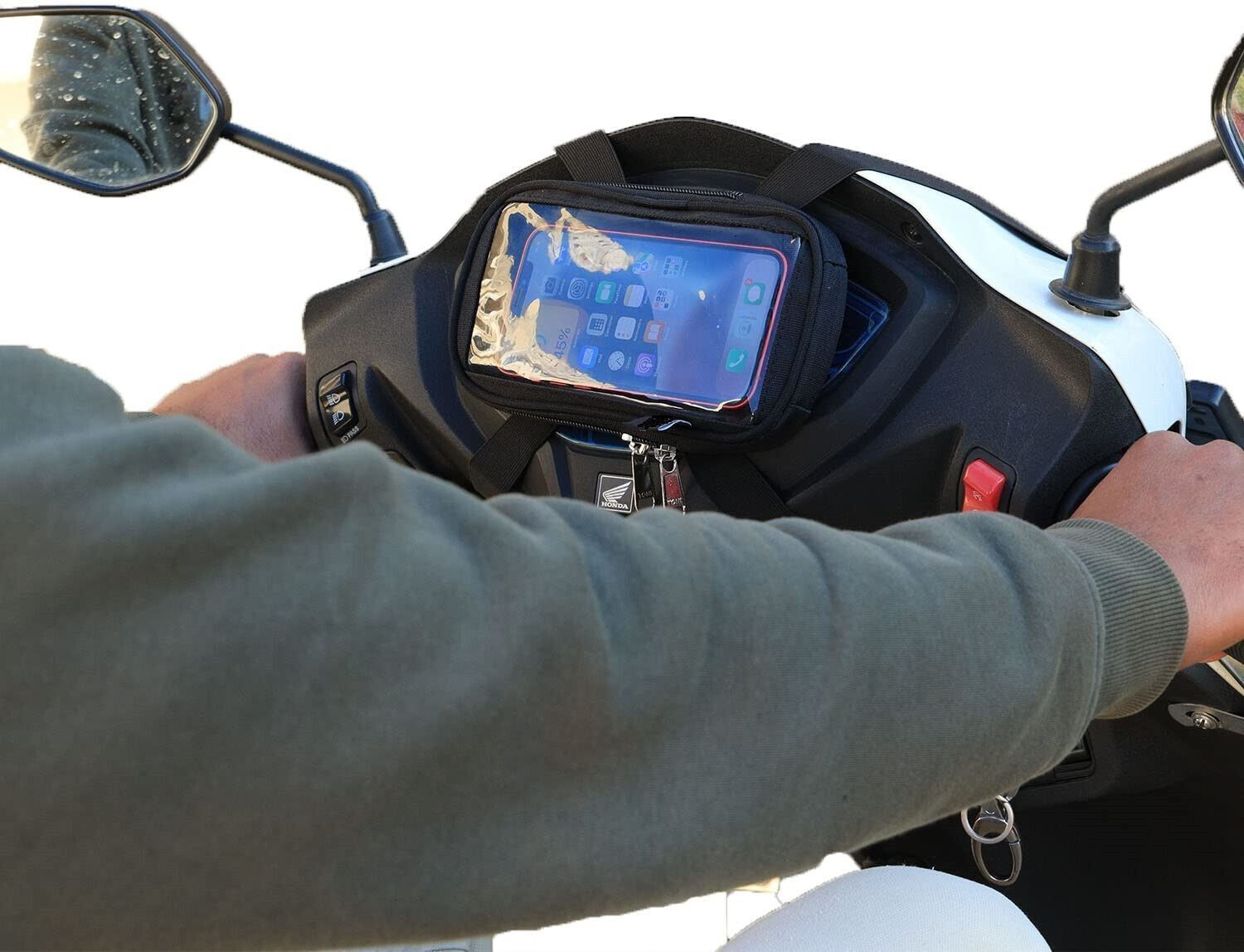 Image of Hamza Store Universal Water Resisant Mobile Holder / Pouch-Bag for All Scooter Scooty Bike Bike Mobile Holder