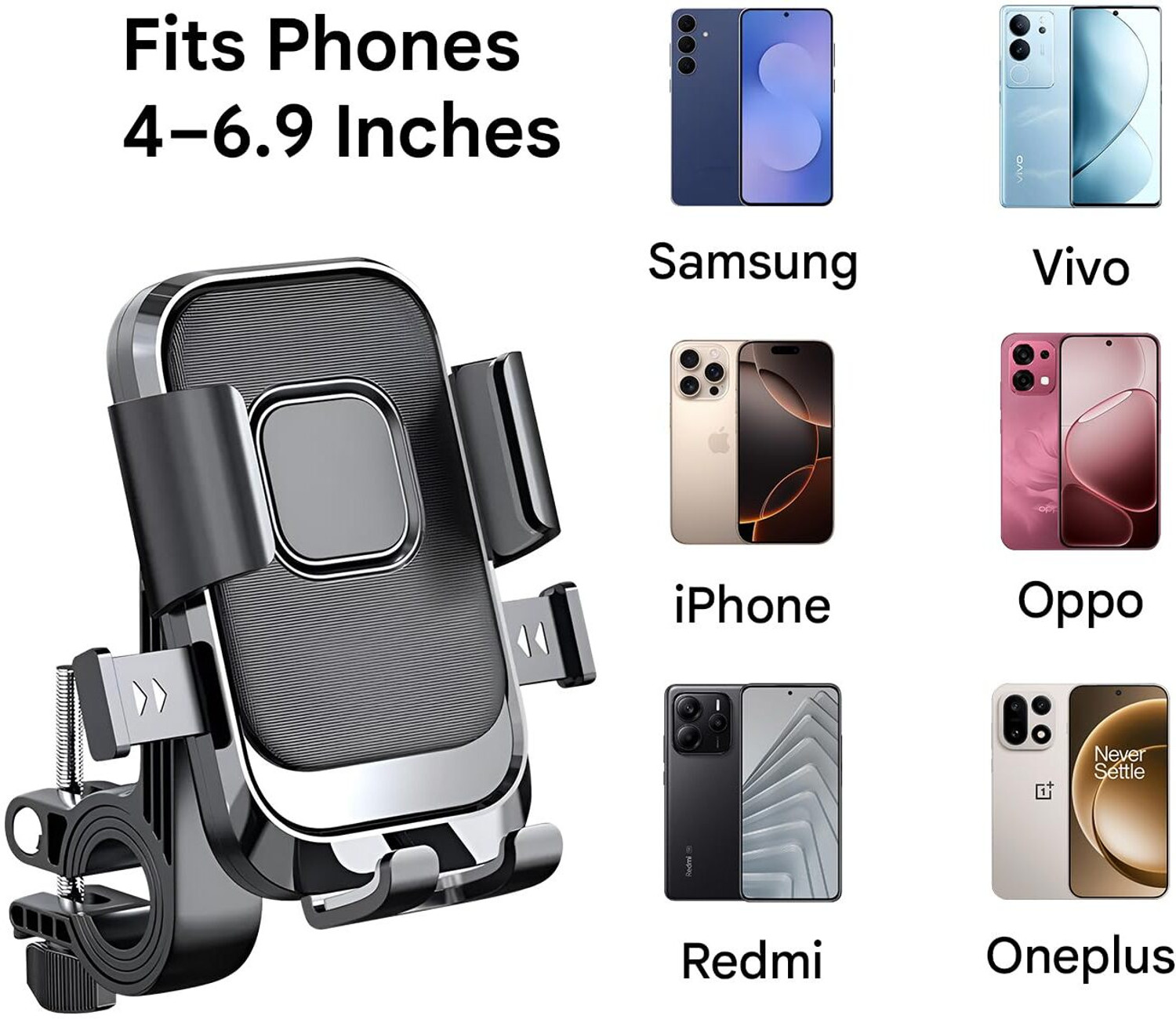 Image of TRUWEL Bike Phone Holder for Handlebar, 360 Rotatable Motorcycle Bike Mobile Holder