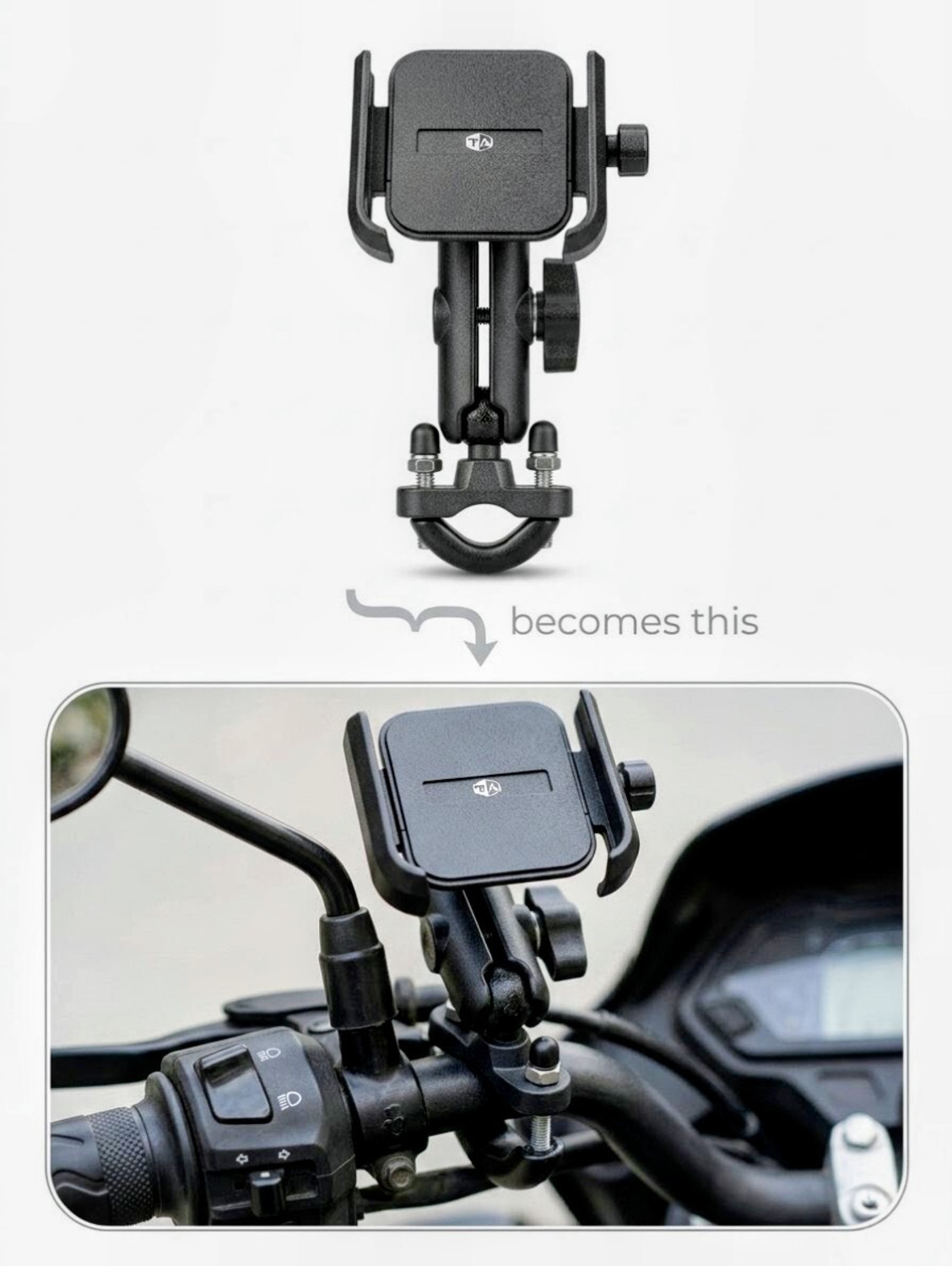 Image of TA Mobile Holder with U-Bolt Base for Bikes Bike Mobile Holder