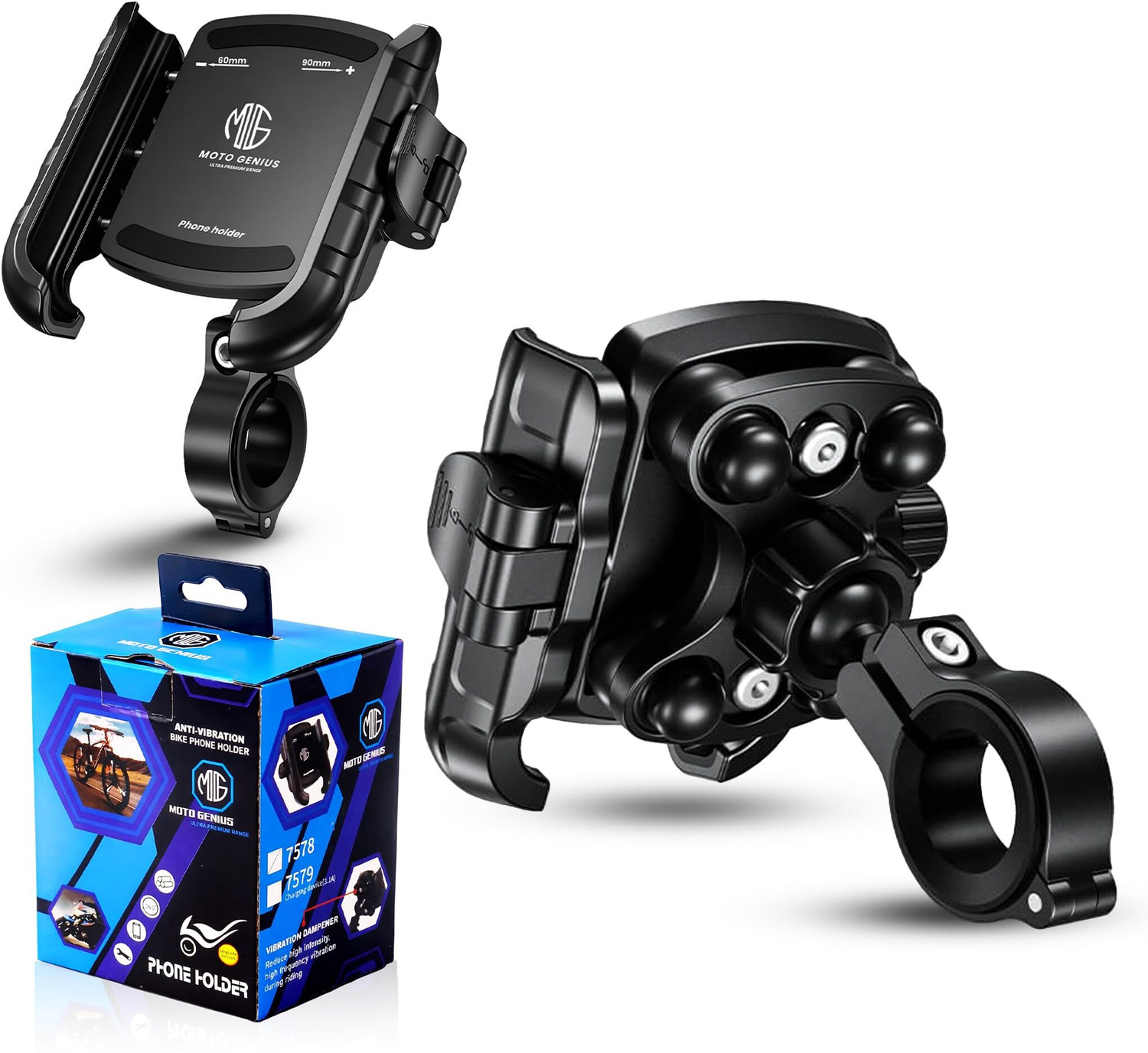 Image of Moto Genius Anti-Vibration 360 Rotating Bike Bicycle Scooter Phone Holder | Aluminium Bike Mobile Holder