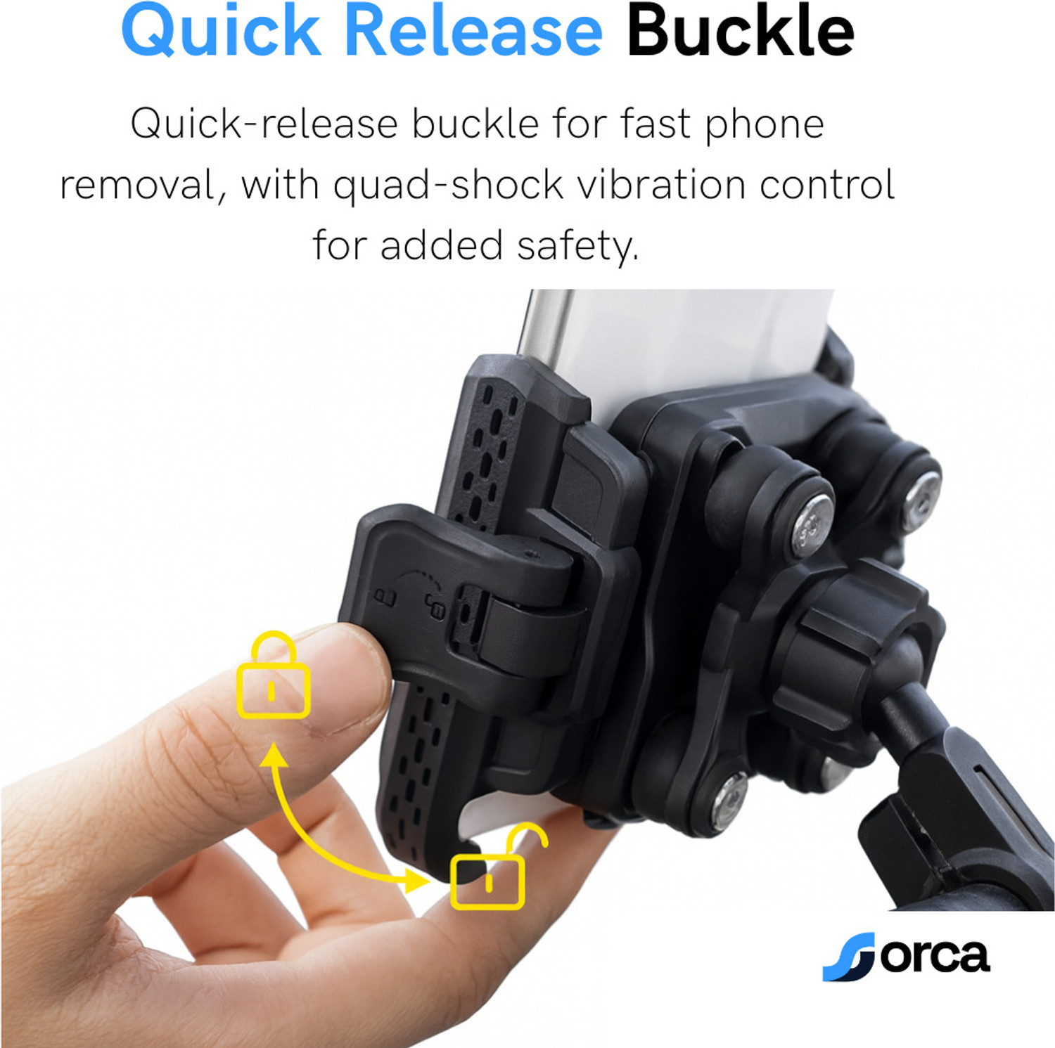 Image of ORCA M21 Pro+ Bike Phone Mount, Quad-Shock Dampener, 360 Quick Release Stable! Bike Mobile Holder