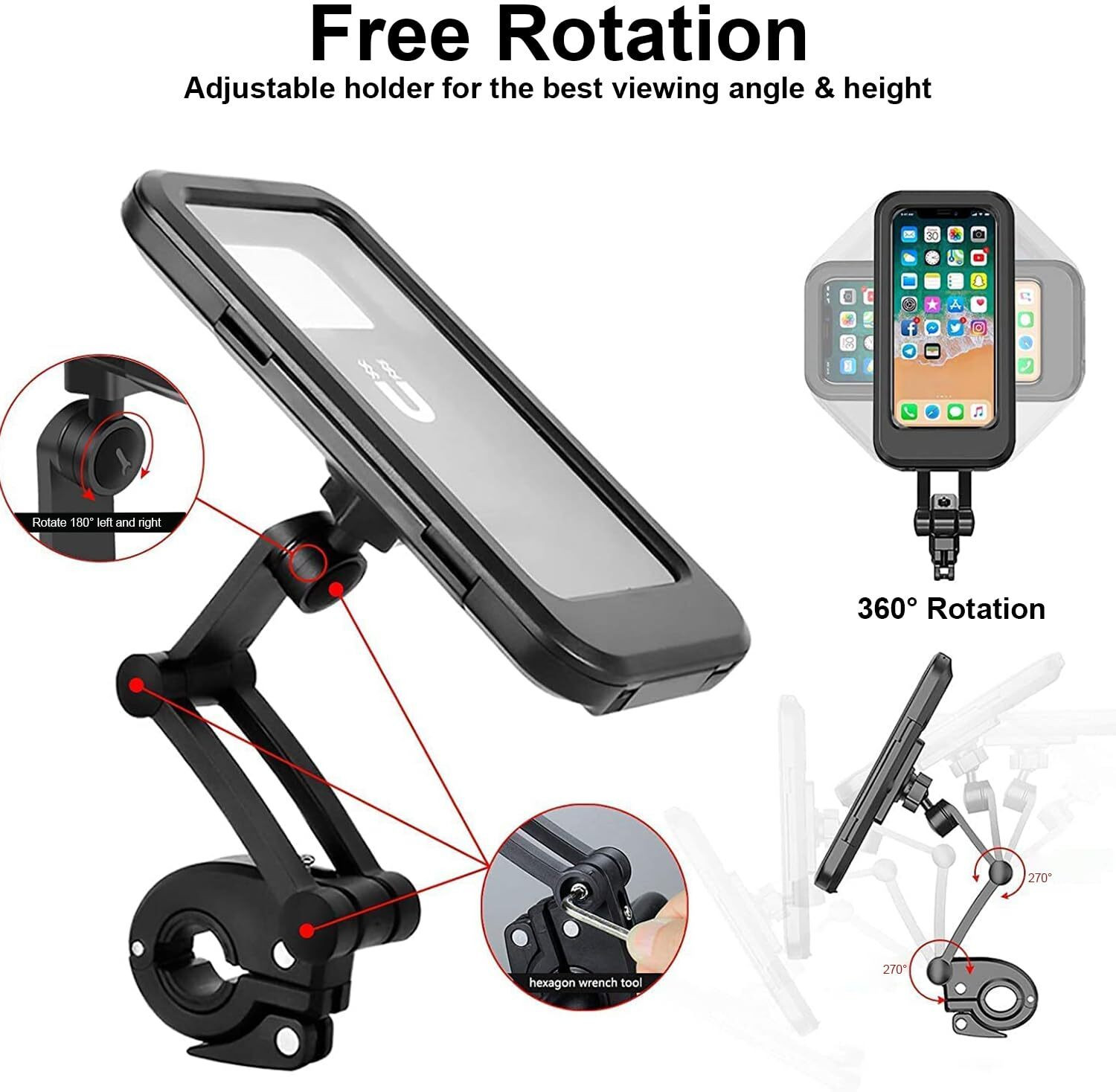 Image of FwellT Waterproof Bike Mobile Holder 360Adjustable For Bikes, Cycle Bike Mobile Holder