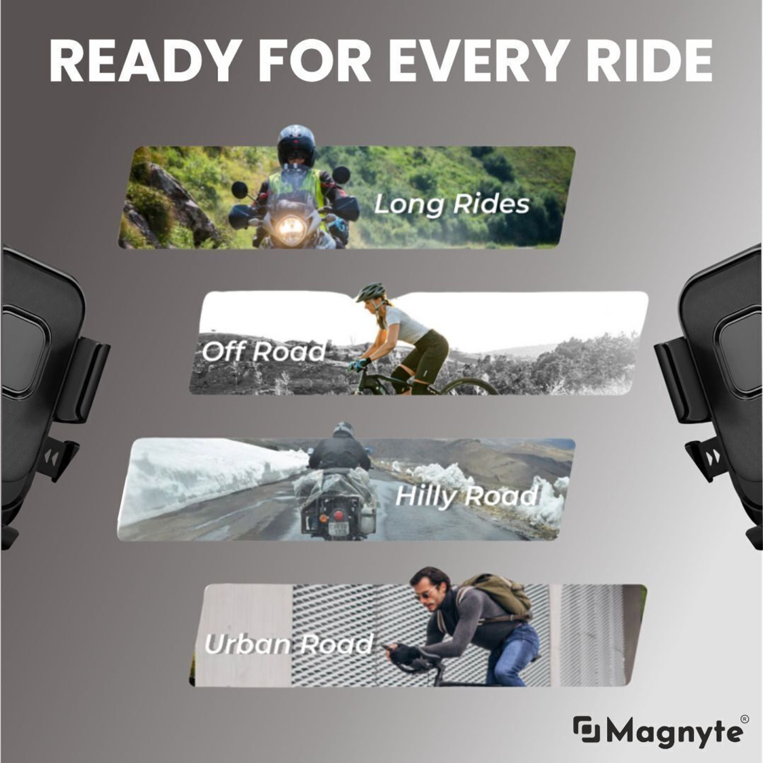 Image of Magnyte Mobix 360 Rotatable Universal Compatibility Adjustable Bike Mobile Holder