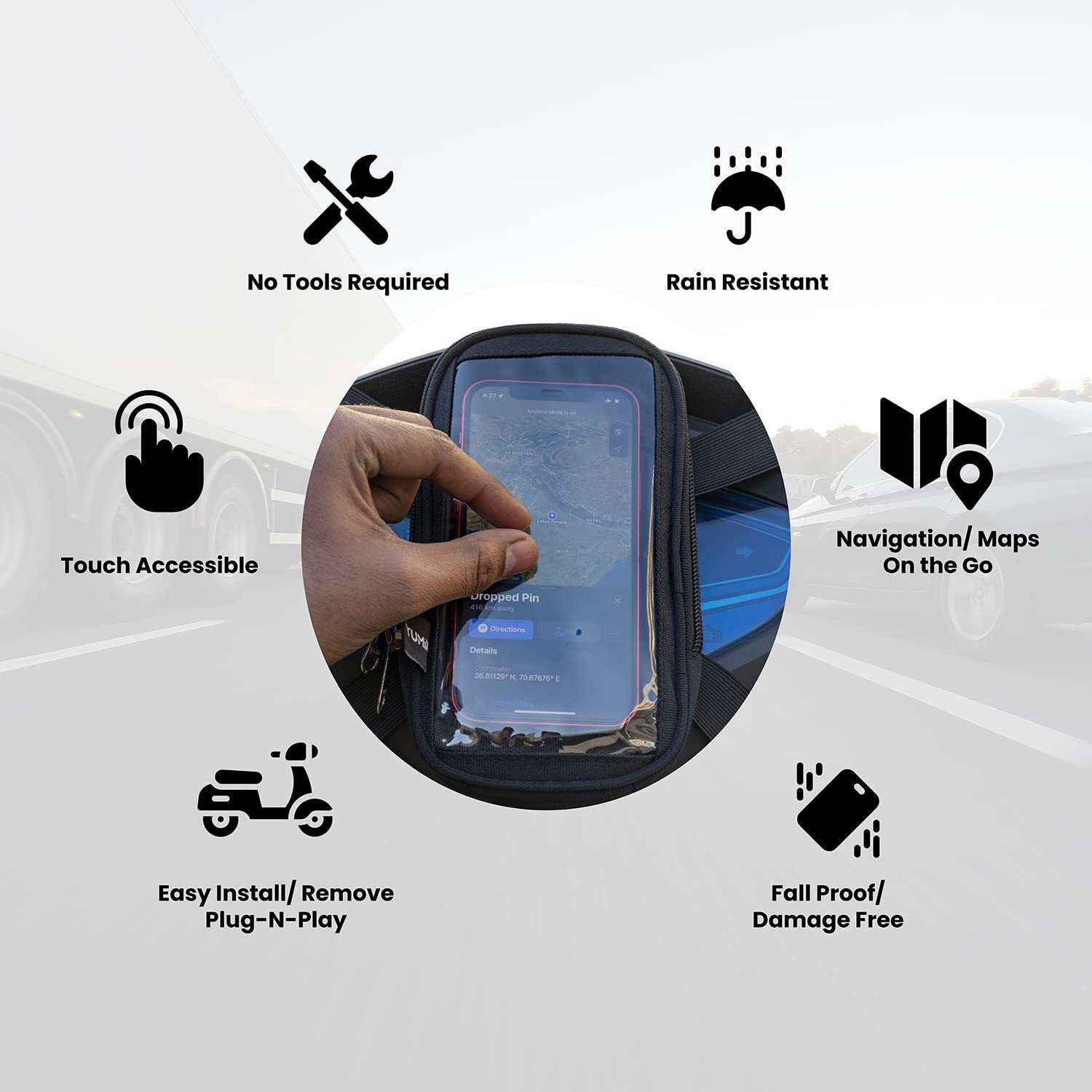 Image of GOSHIV-car and bike accessories Scooter /Scooty Mobile Holder for Cygnus Ray ZR Bike Mobile Holder