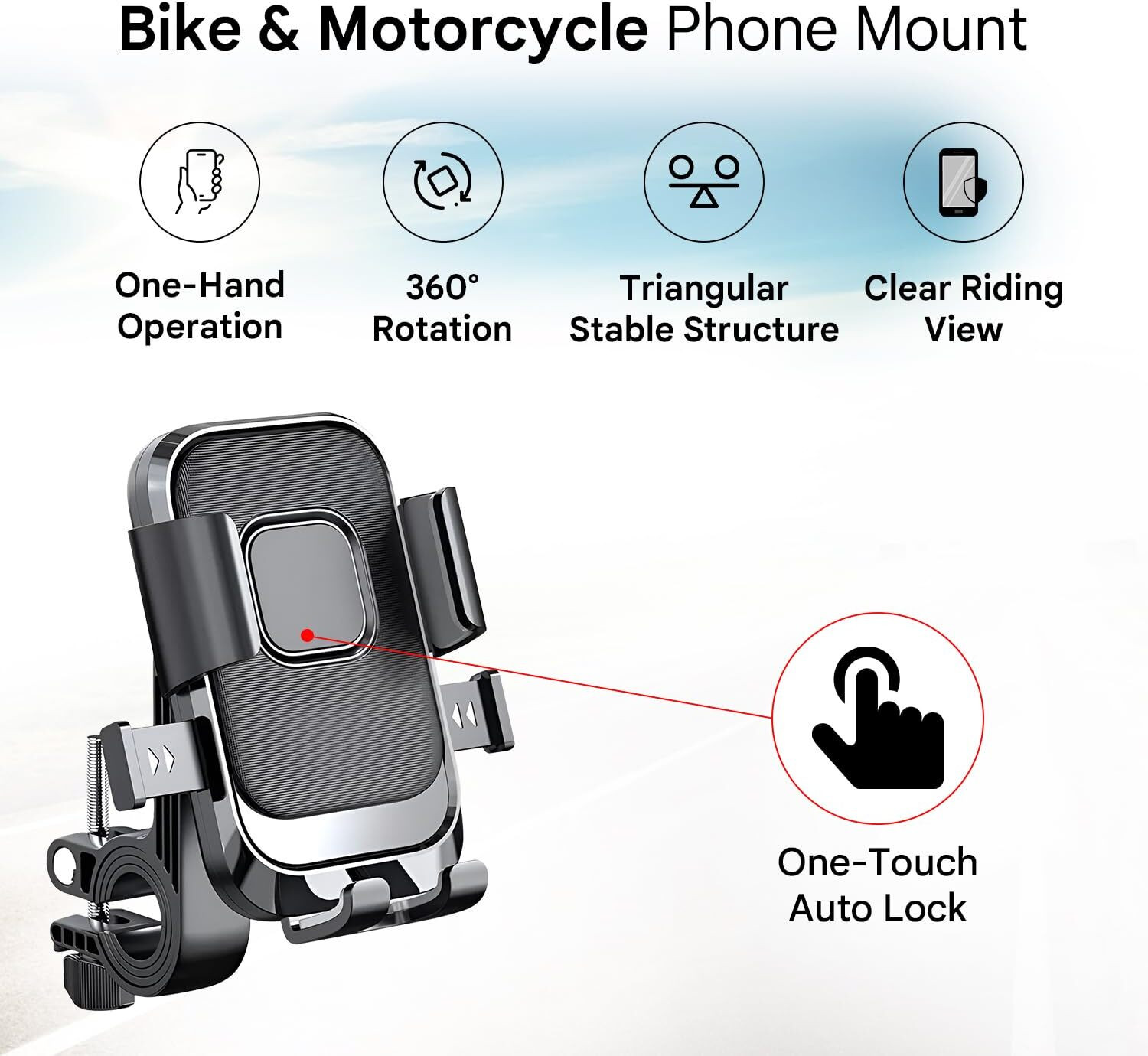 Image of TRUWEL Bike Phone Holder for Handlebar, 360 Rotatable Motorcycle Bike Mobile Holder