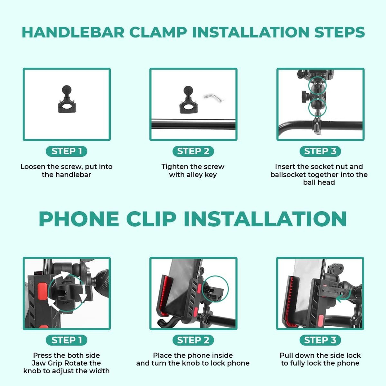 Image of SIMTAC SIMTAC Adjustable Mobile for Bike & Scooters Secure Lock Bike Mobile Holder