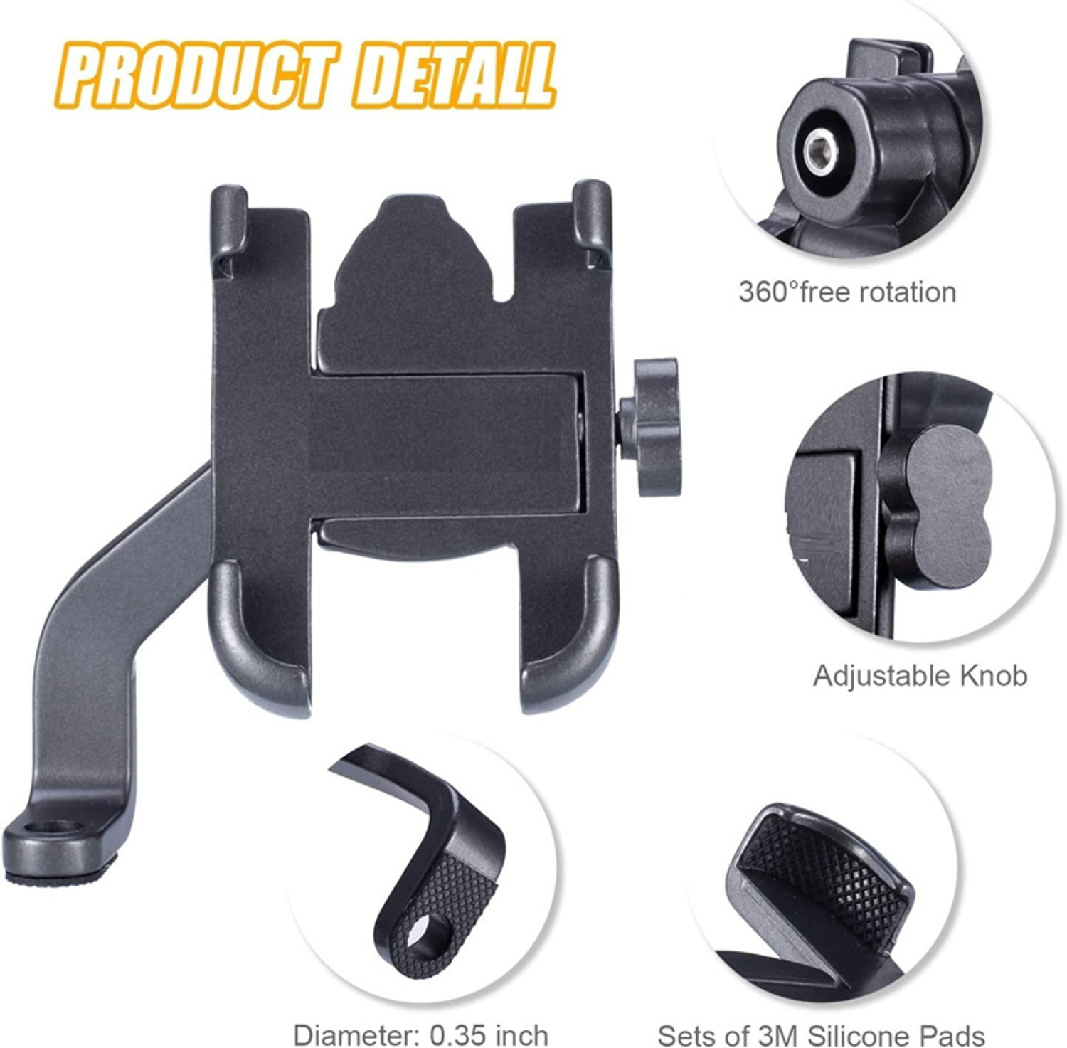 Image of Mobofix Universal Bike Mount Phone Holder Aluminum Body 360 Rotating Handlebar Bike Mobile Holder