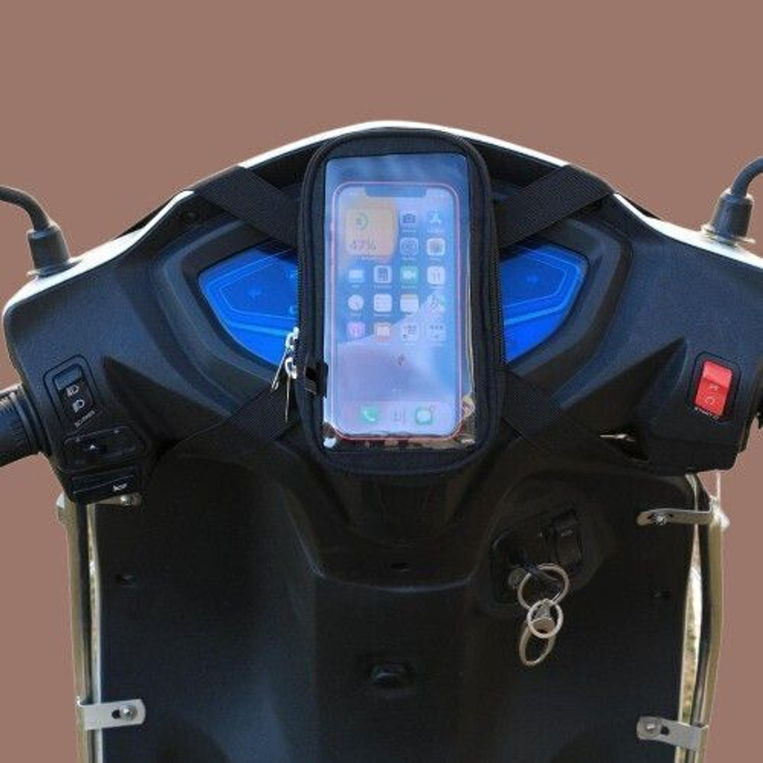 Image of Hamza Store Universal Water Resisant Mobile Holder / Pouch-Bag for All Scooter Scooty Bike Bike Mobile Holder