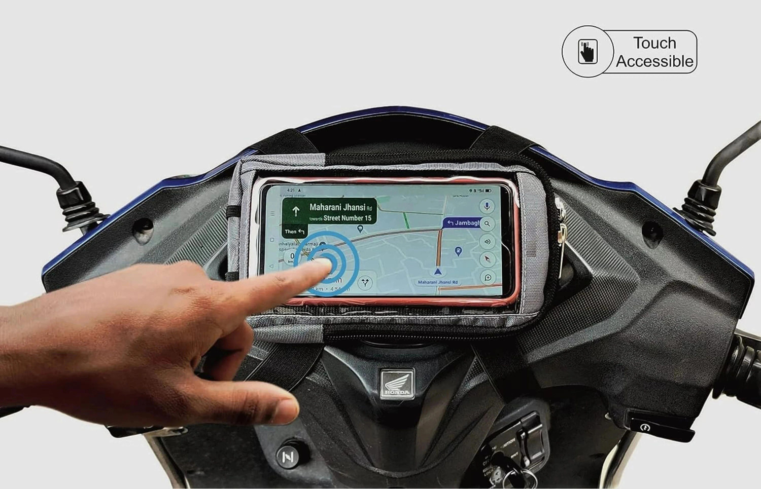 Image of Hamza Store Universal Water Resisant Mobile Holder / Pouch-Bag for All Scooter Scooty Bike Bike Mobile Holder