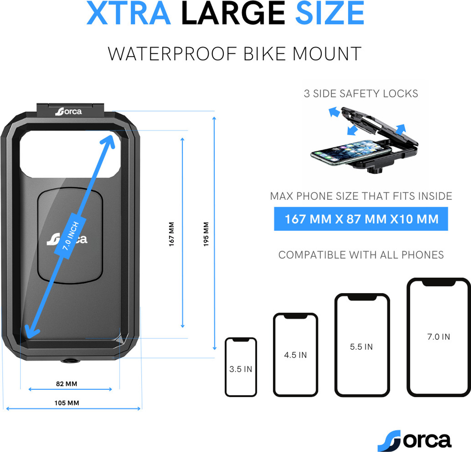 Image of ORCA FLEETTRACK ORCA FC3 Pro+ Waterproof Bike Mount, 360 Vibration Holder Bike Mobile Holder