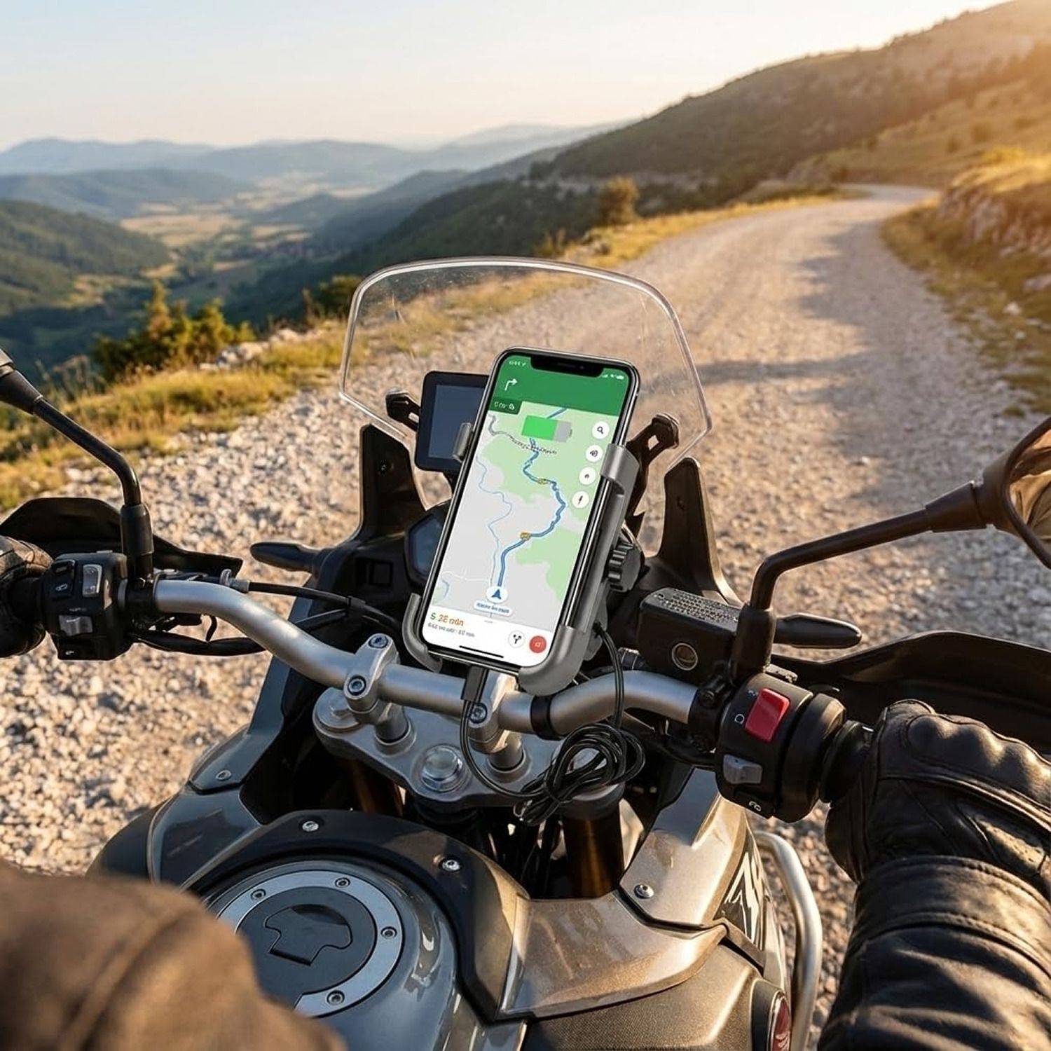 aksmit 360° Rotatable Bike Phone Holder with USB Charger - Image 3